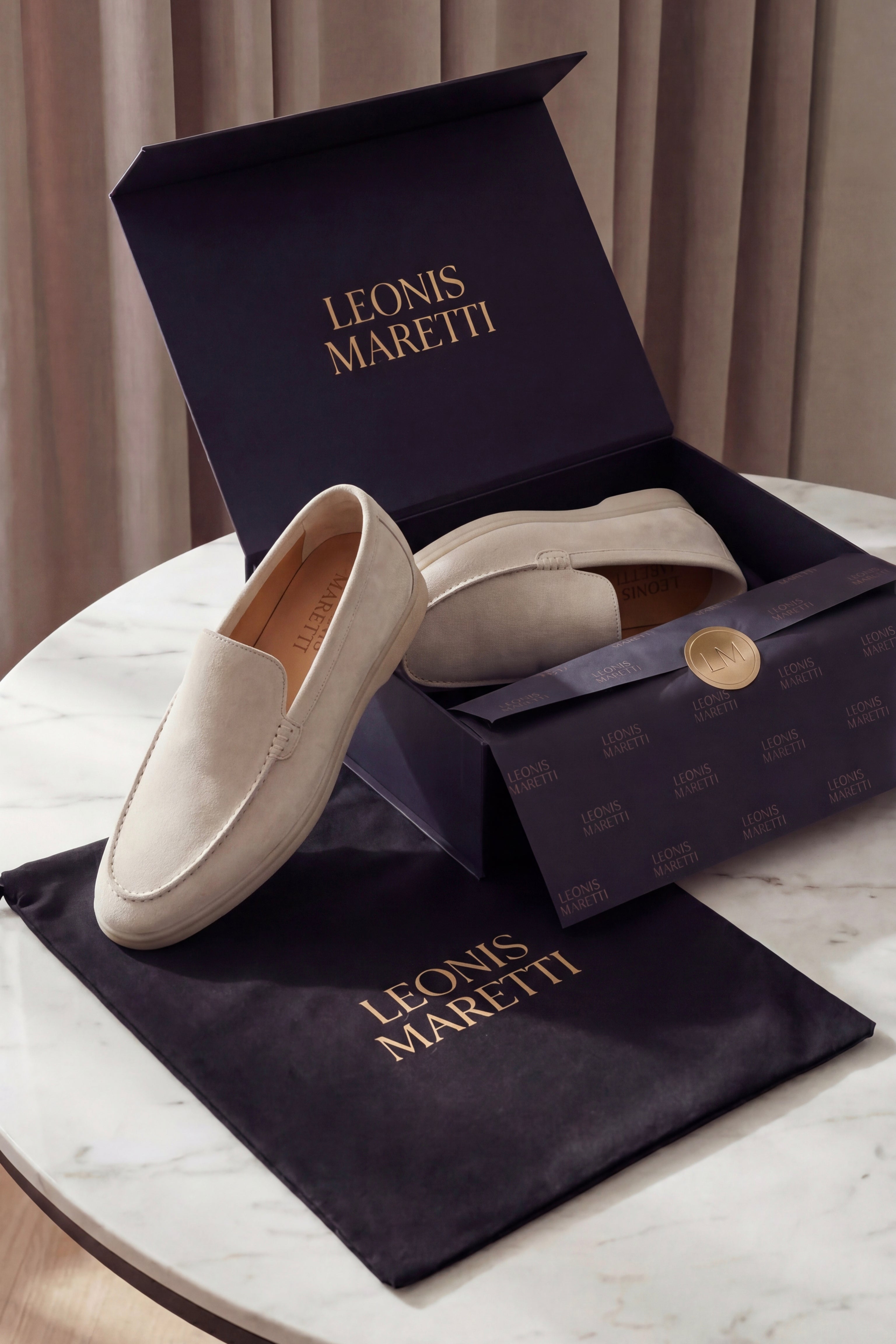 Leonis Suede Loafers Off White