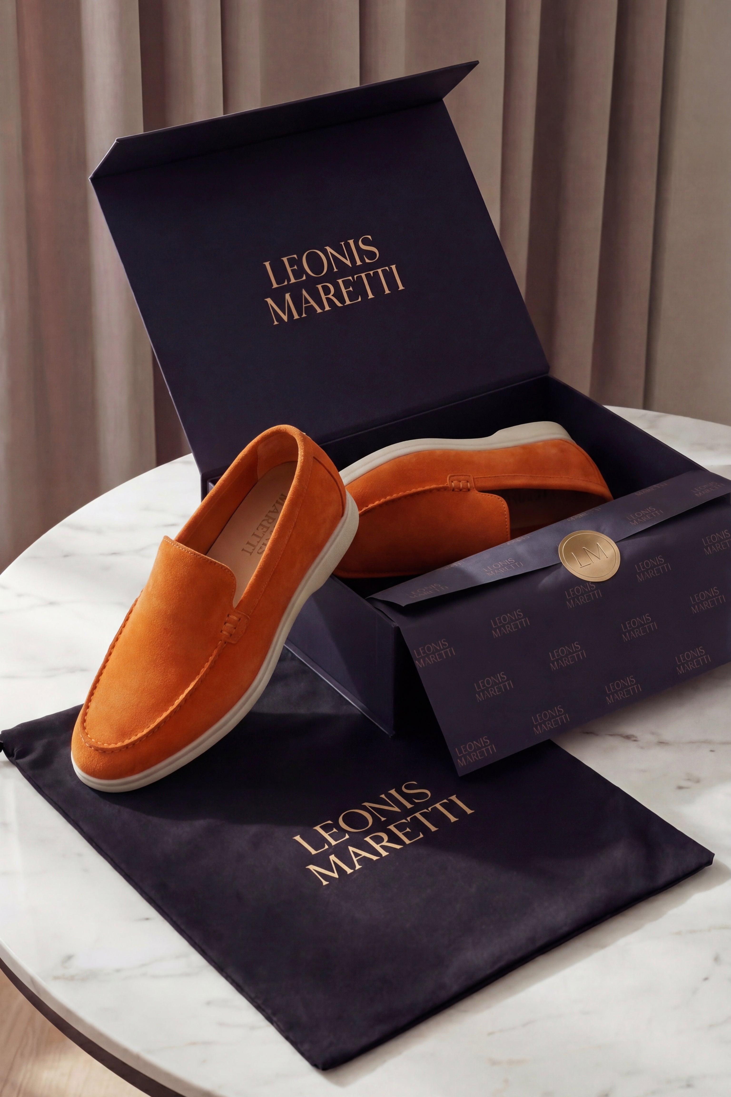 Leonis Suede Loafers Orange