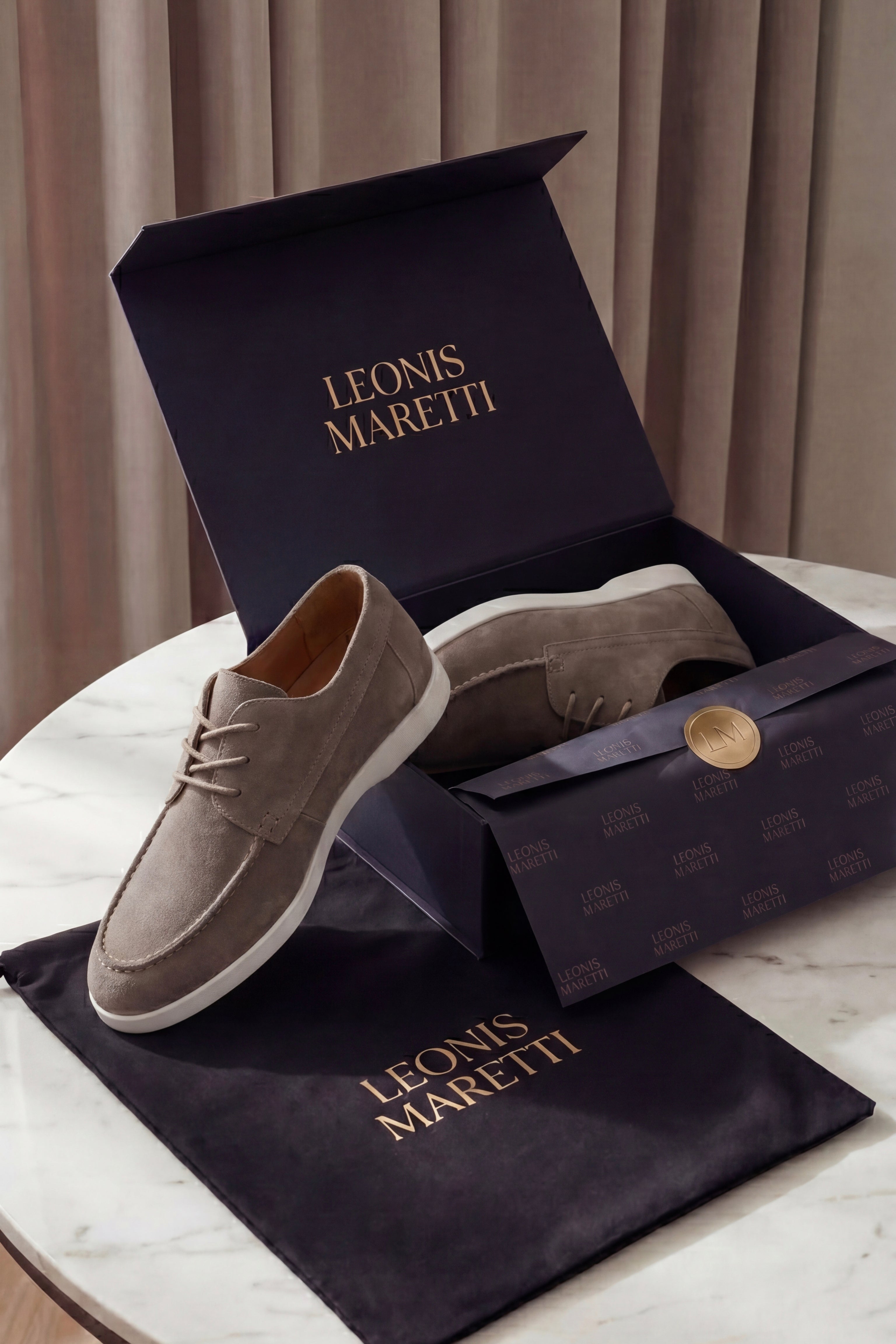 Maretti Suede Lace Shoes Mushroom Taupe