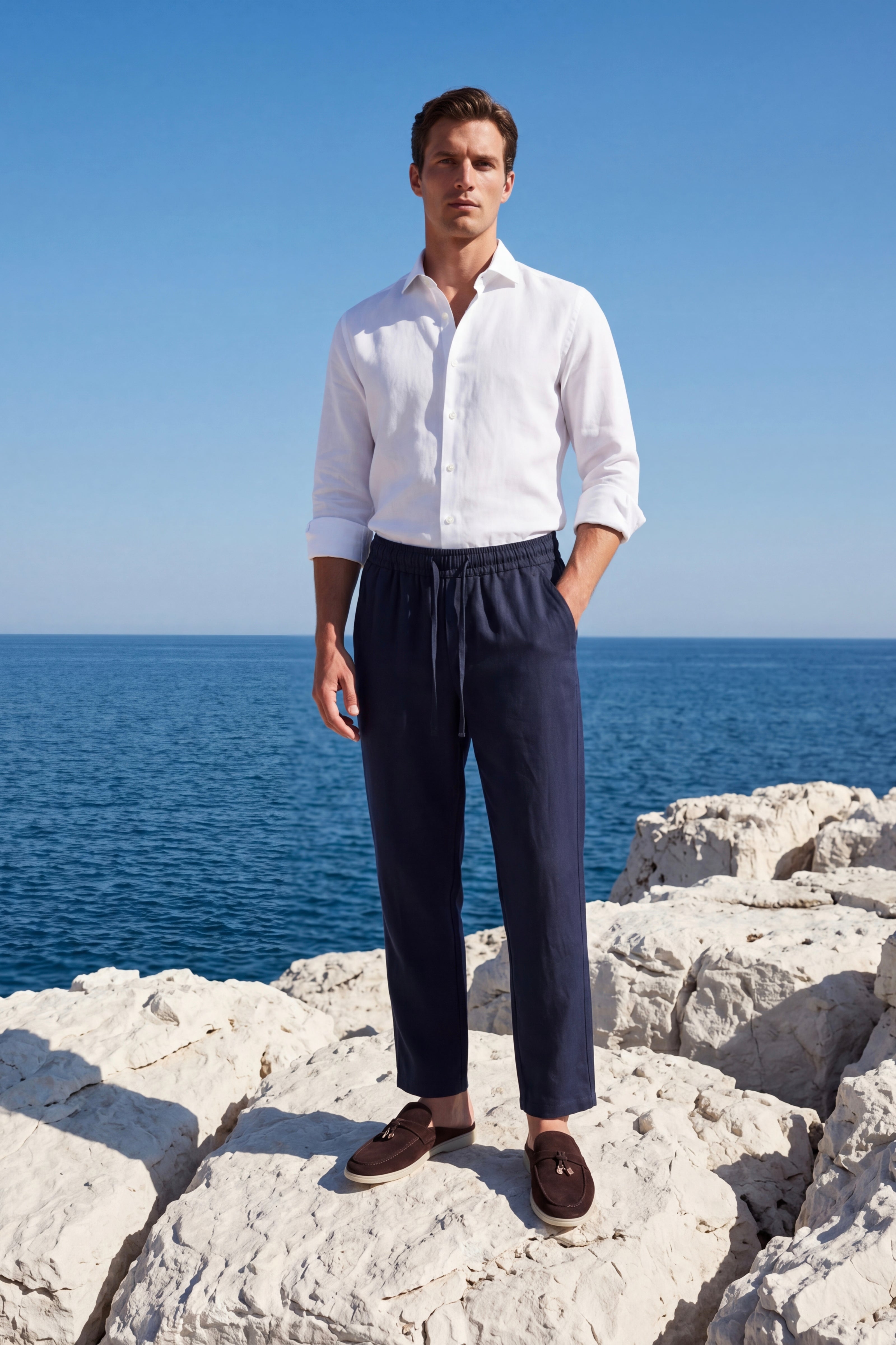 Sestri Tencel Drawstring Trouser Navy
