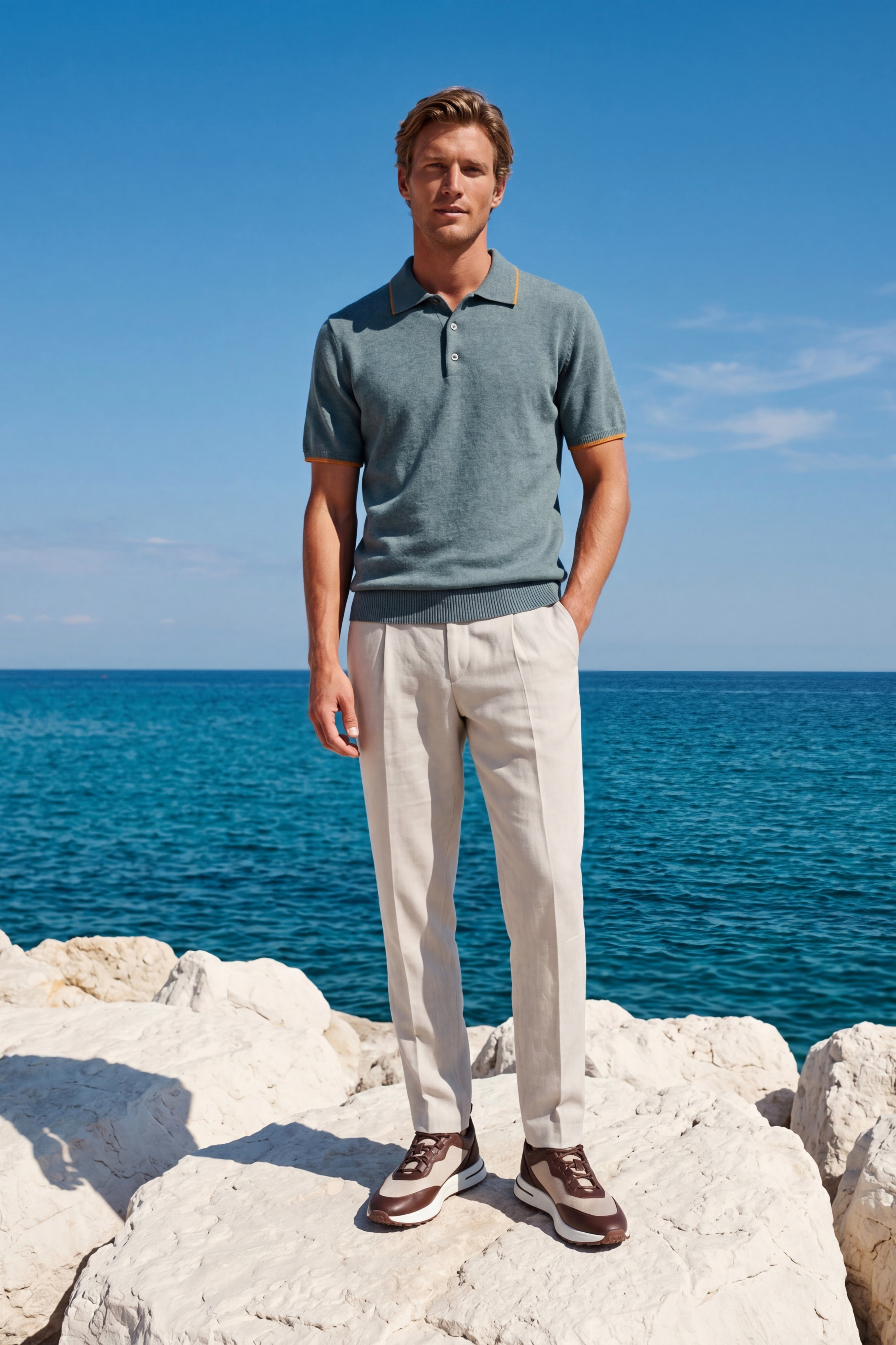 Morino Merino Knit Polo Green