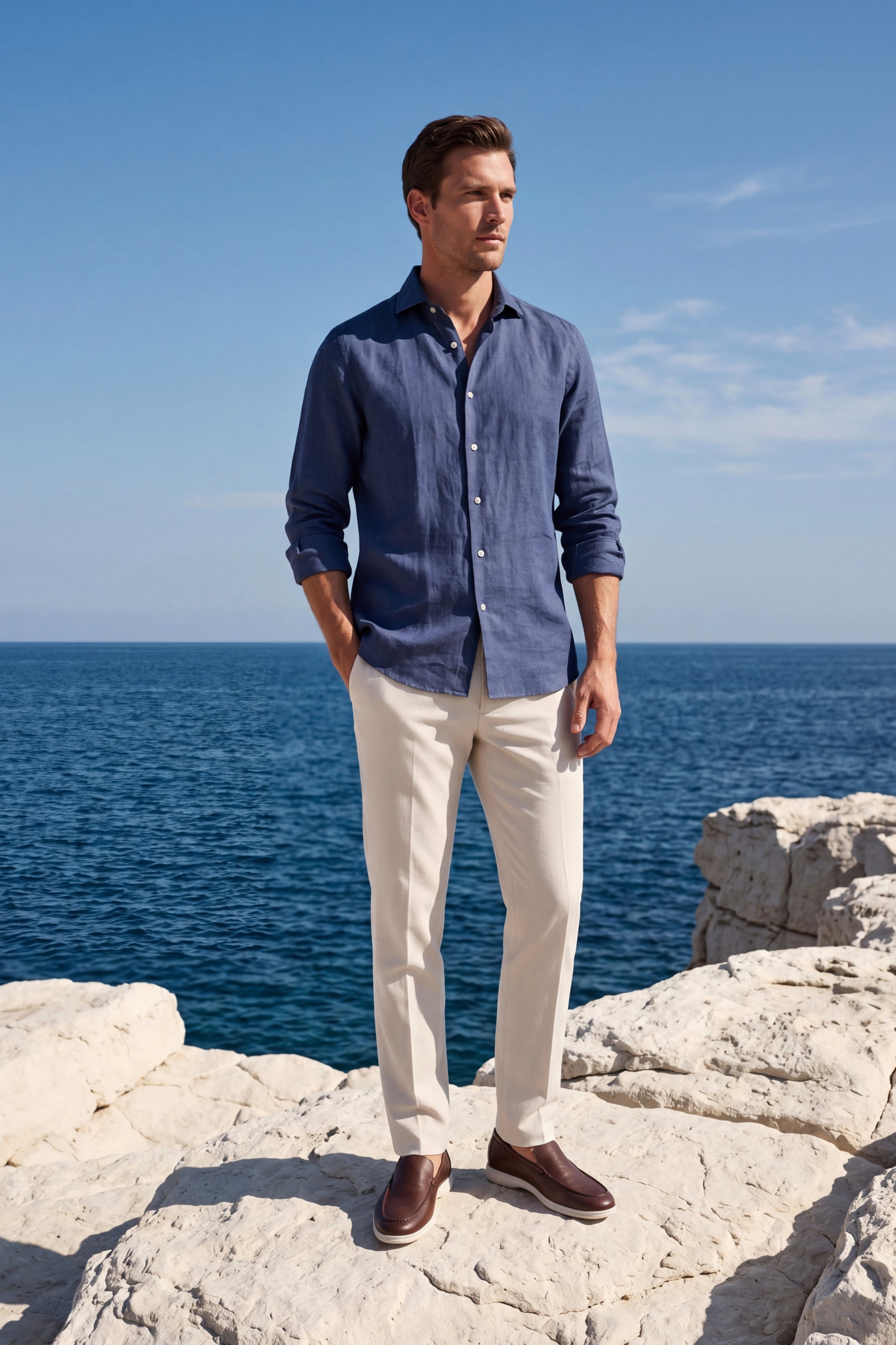 Silano Linen Shirt Blue