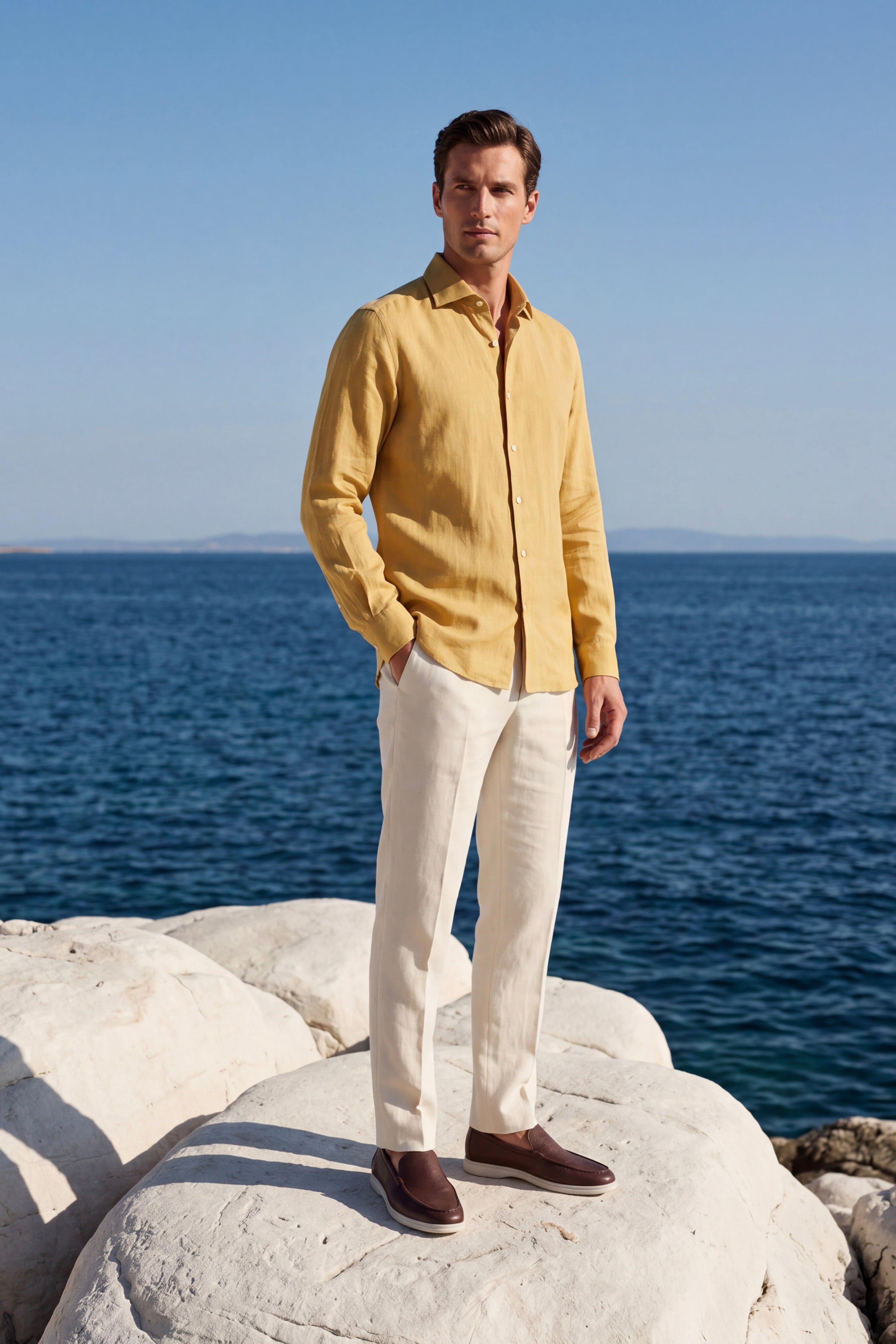 Silano Linen Shirt Yellow