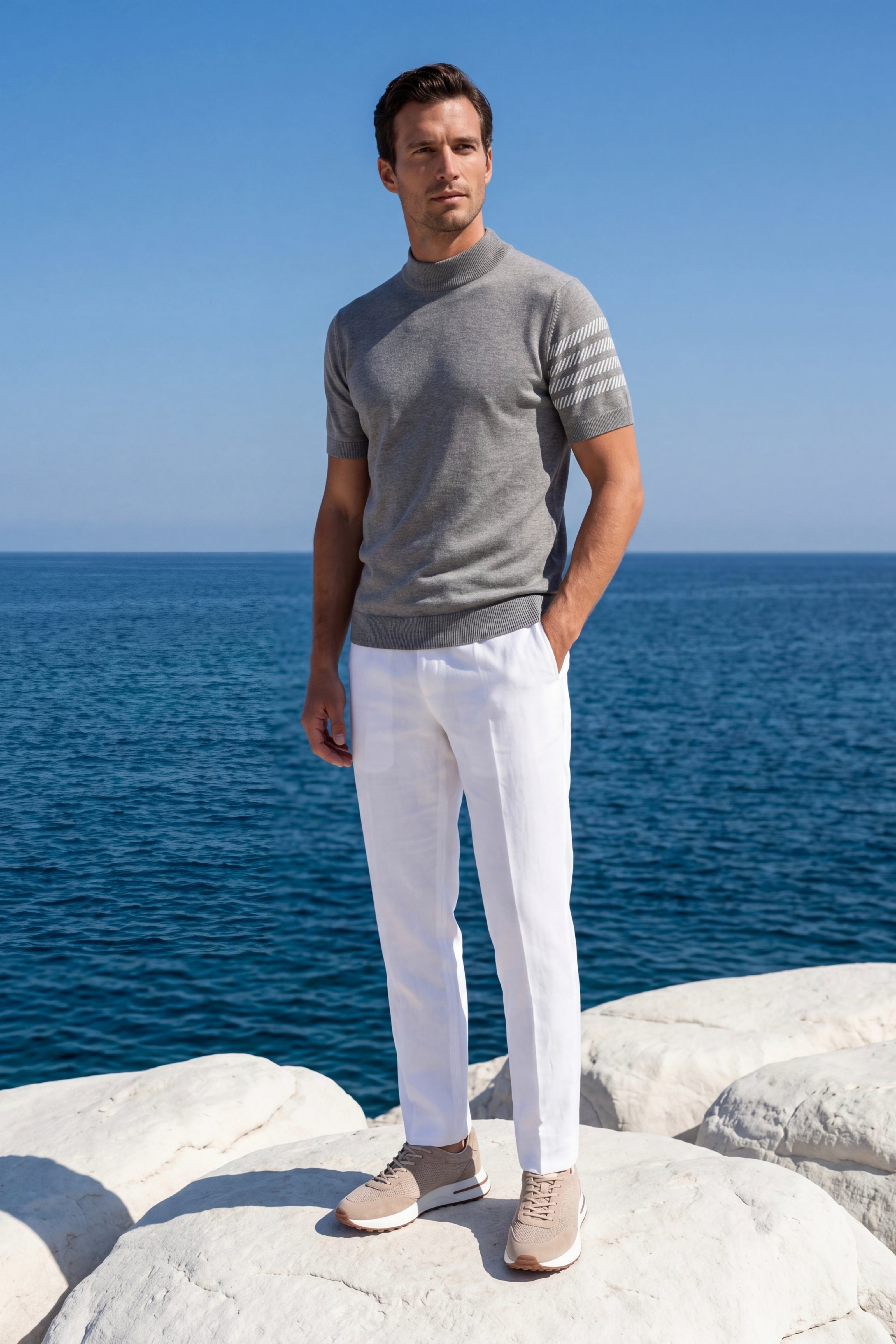 Aurora Cashmere T-Shirt Light Grey