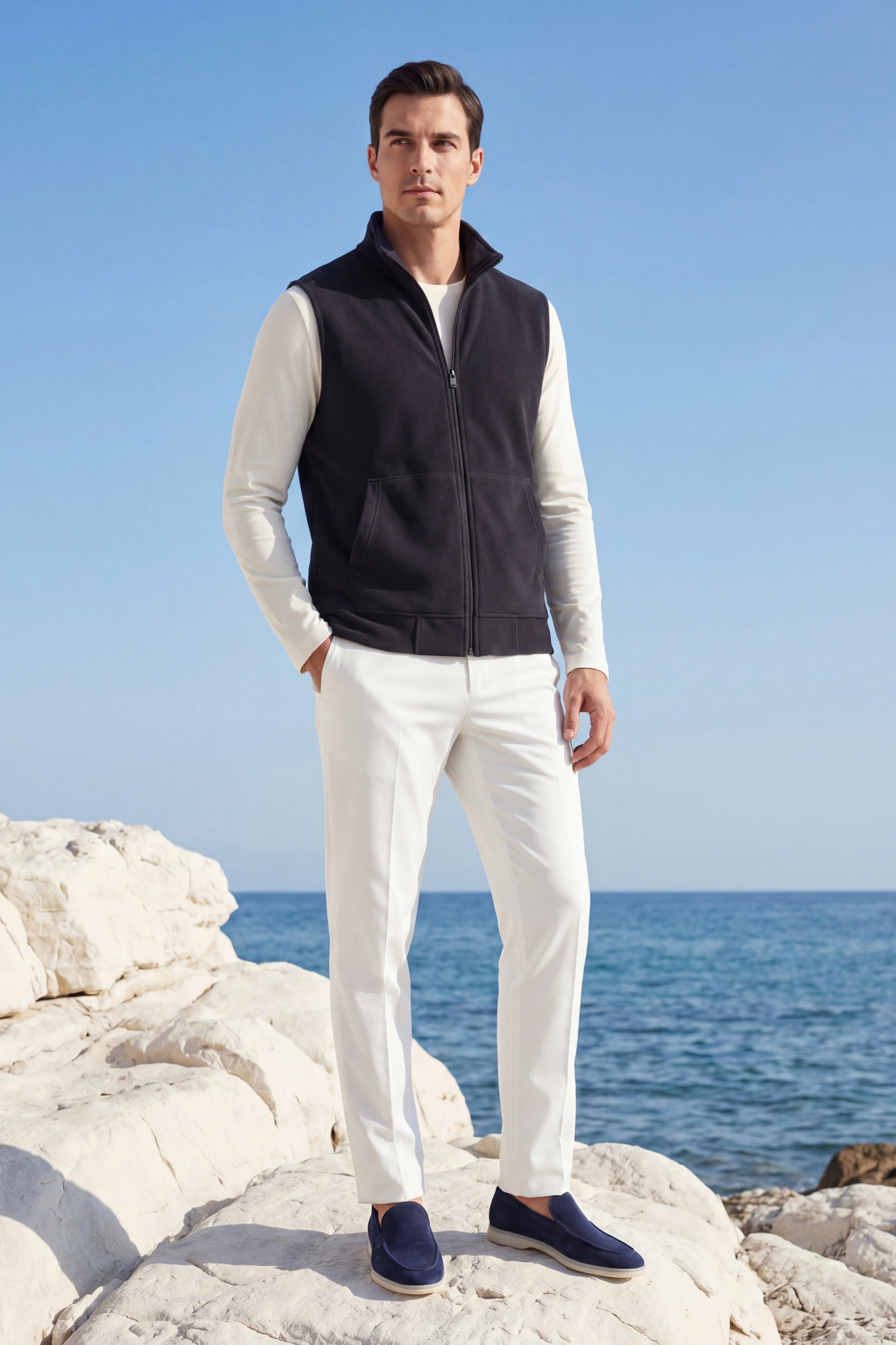Bormio Zip Fleece Vest Black