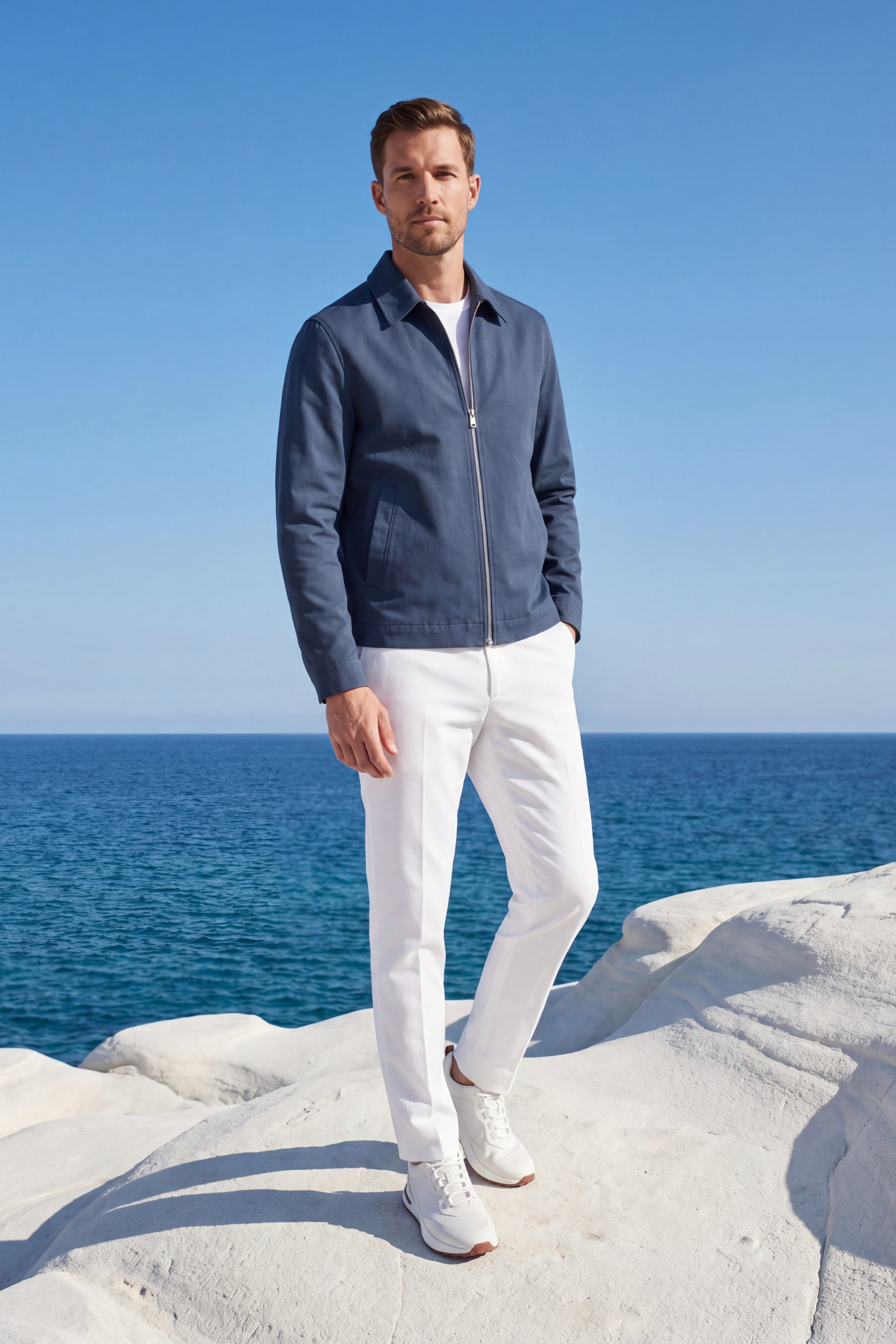 Pietro Lightweight Zip Jacket Blue