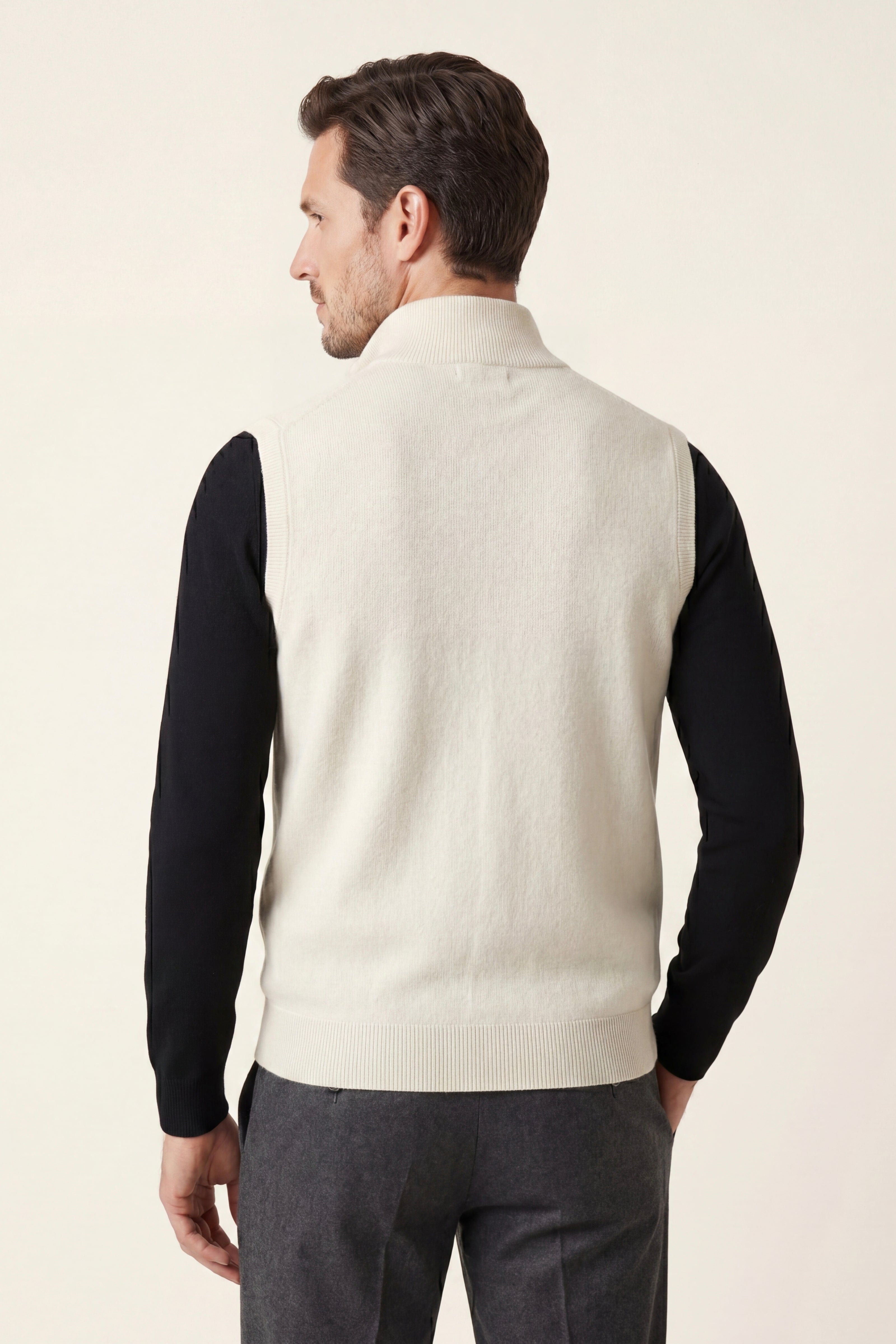 Alberto Merino Zip Vest Ivory