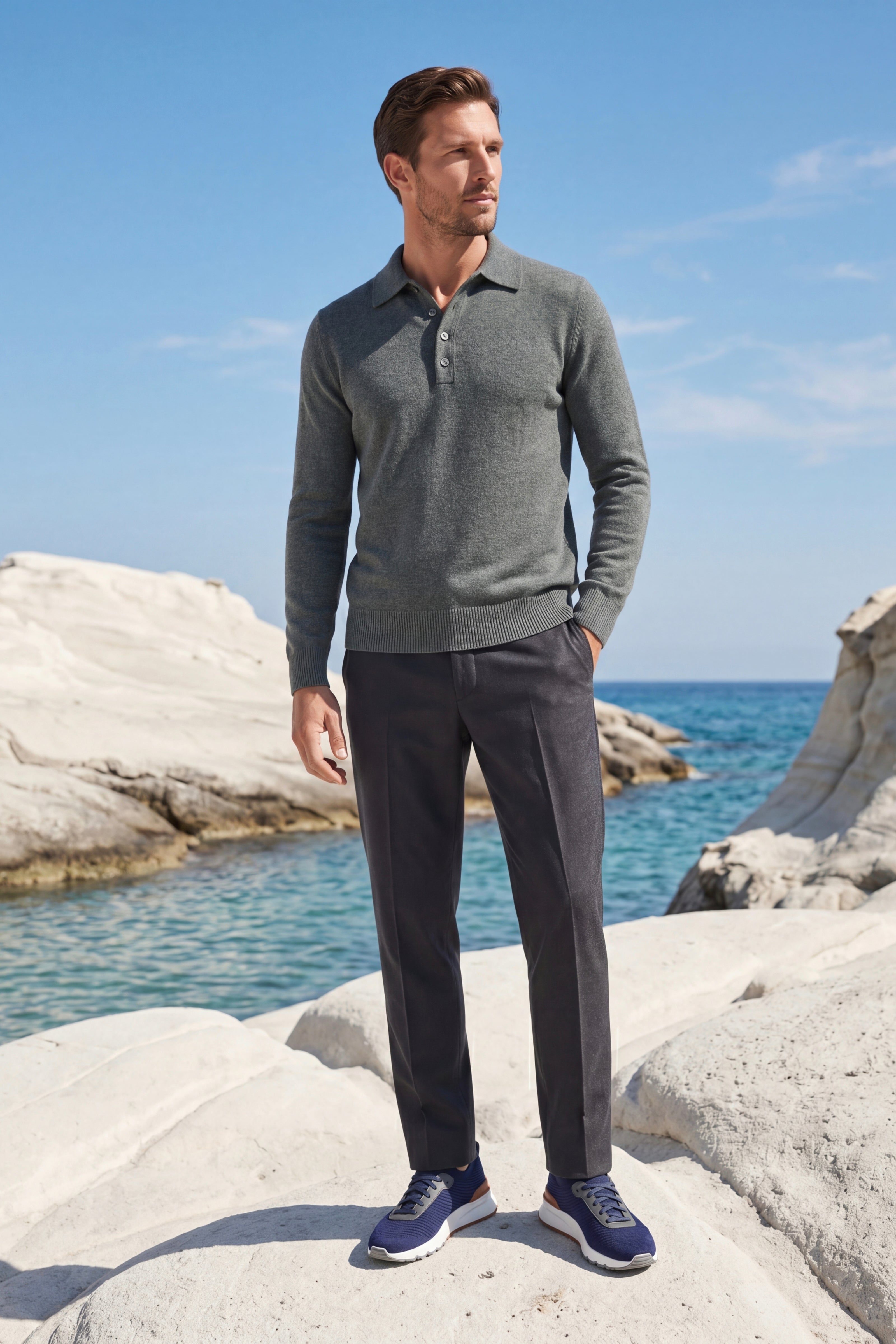Alessandro Merino Polo Knit Mist Green