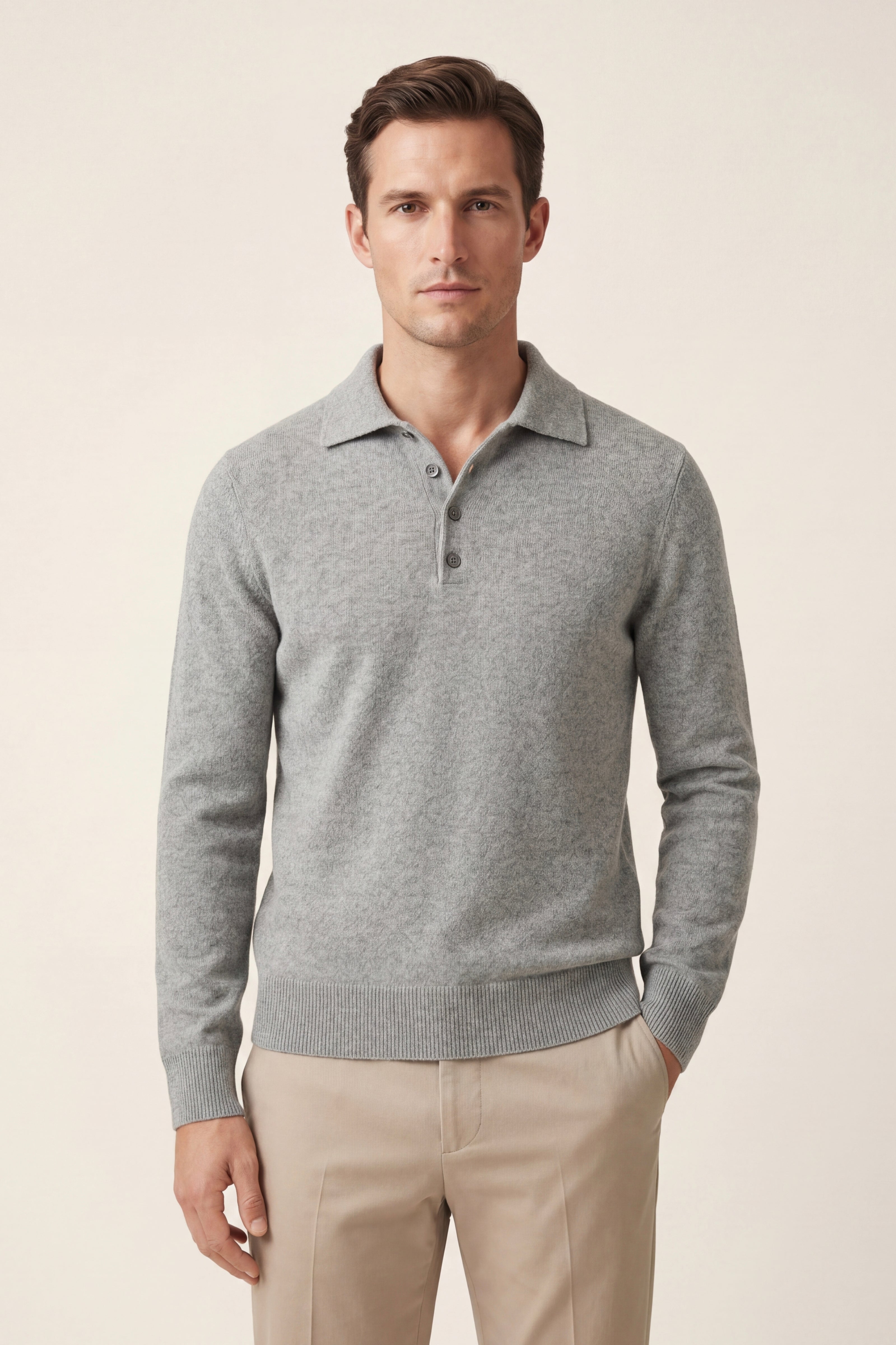 Alessandro Merino Polo Knit Grey