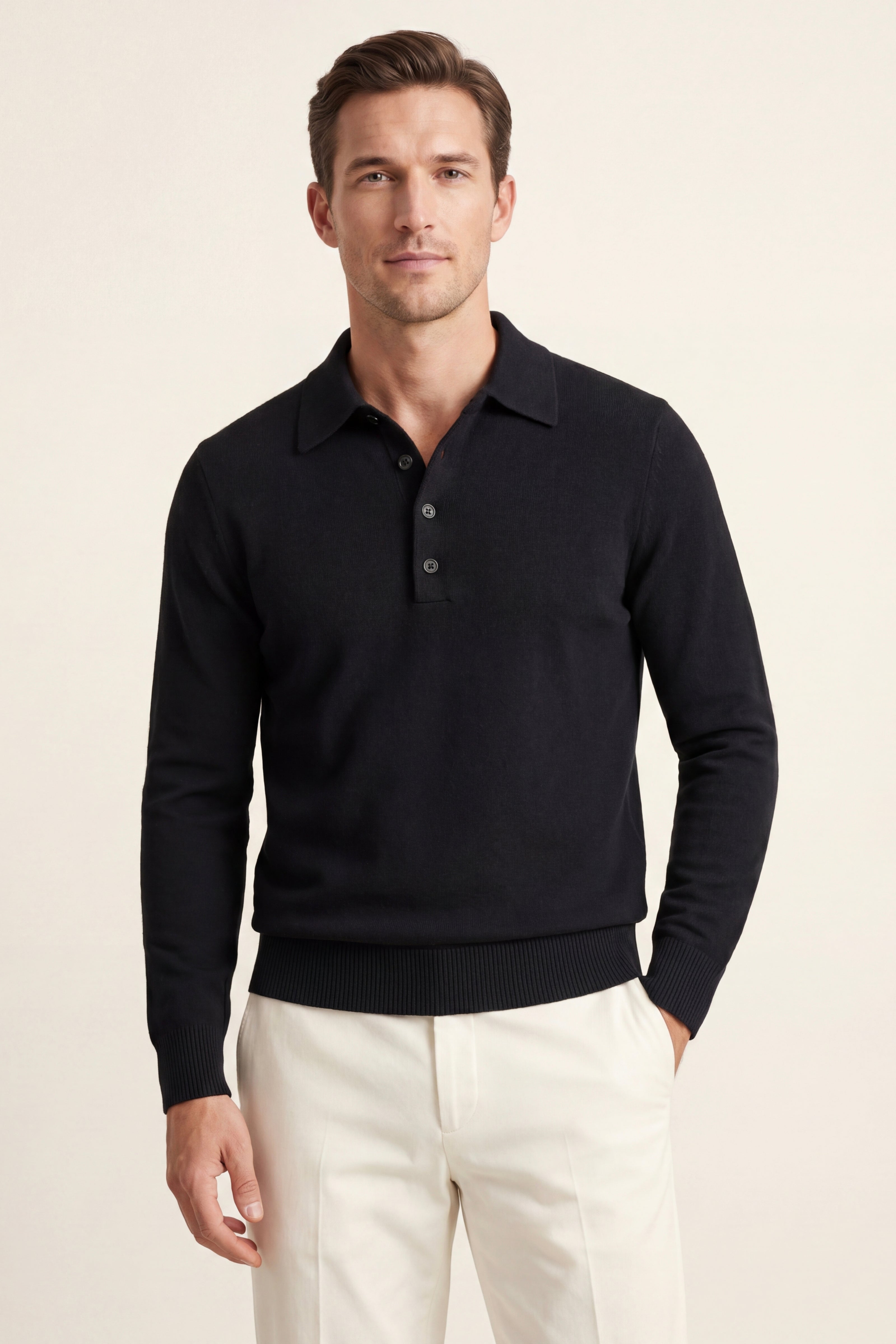 Alessandro Merino Polo Knit Black