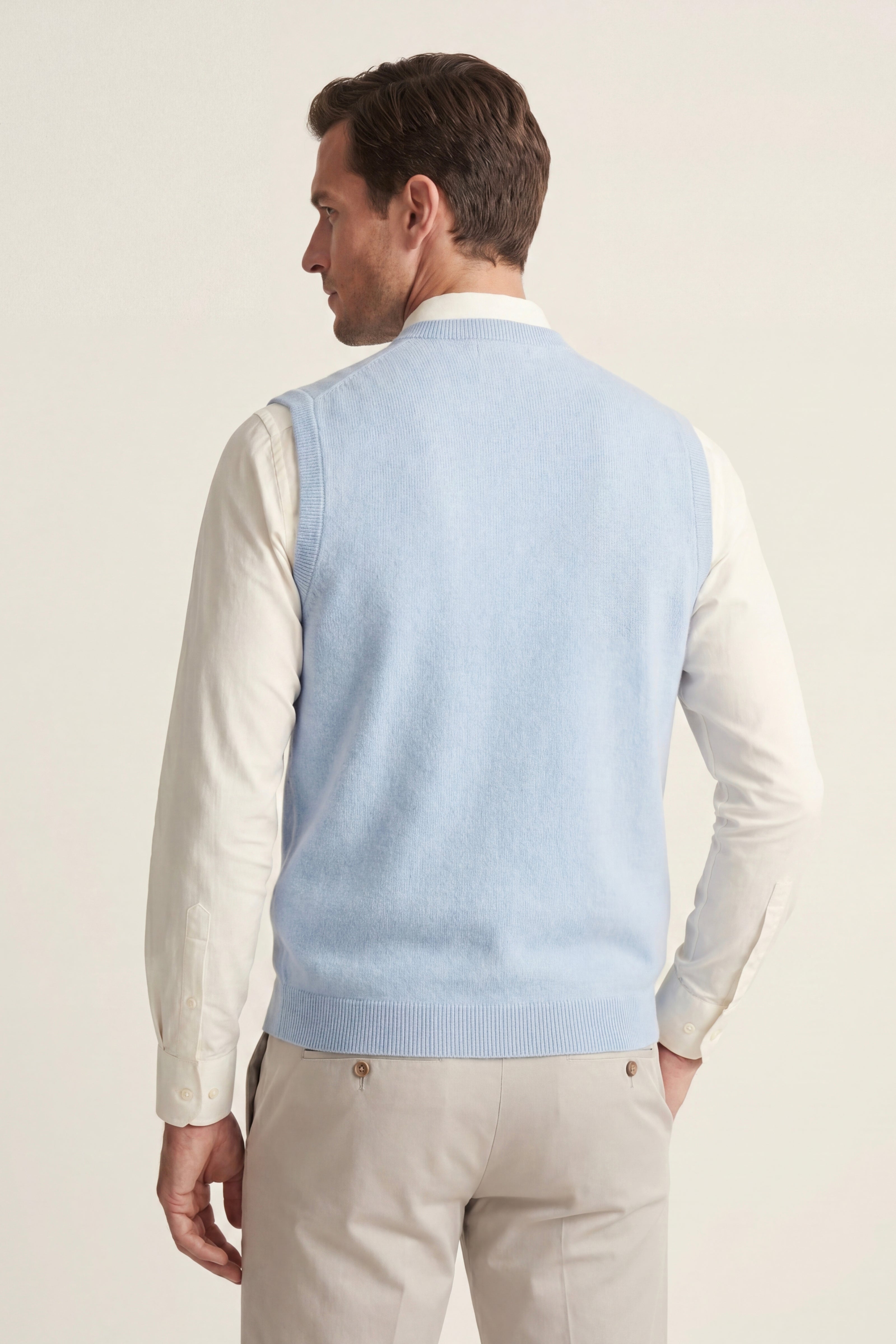 Nerio Extra-Fine Crew Vest Light Blue