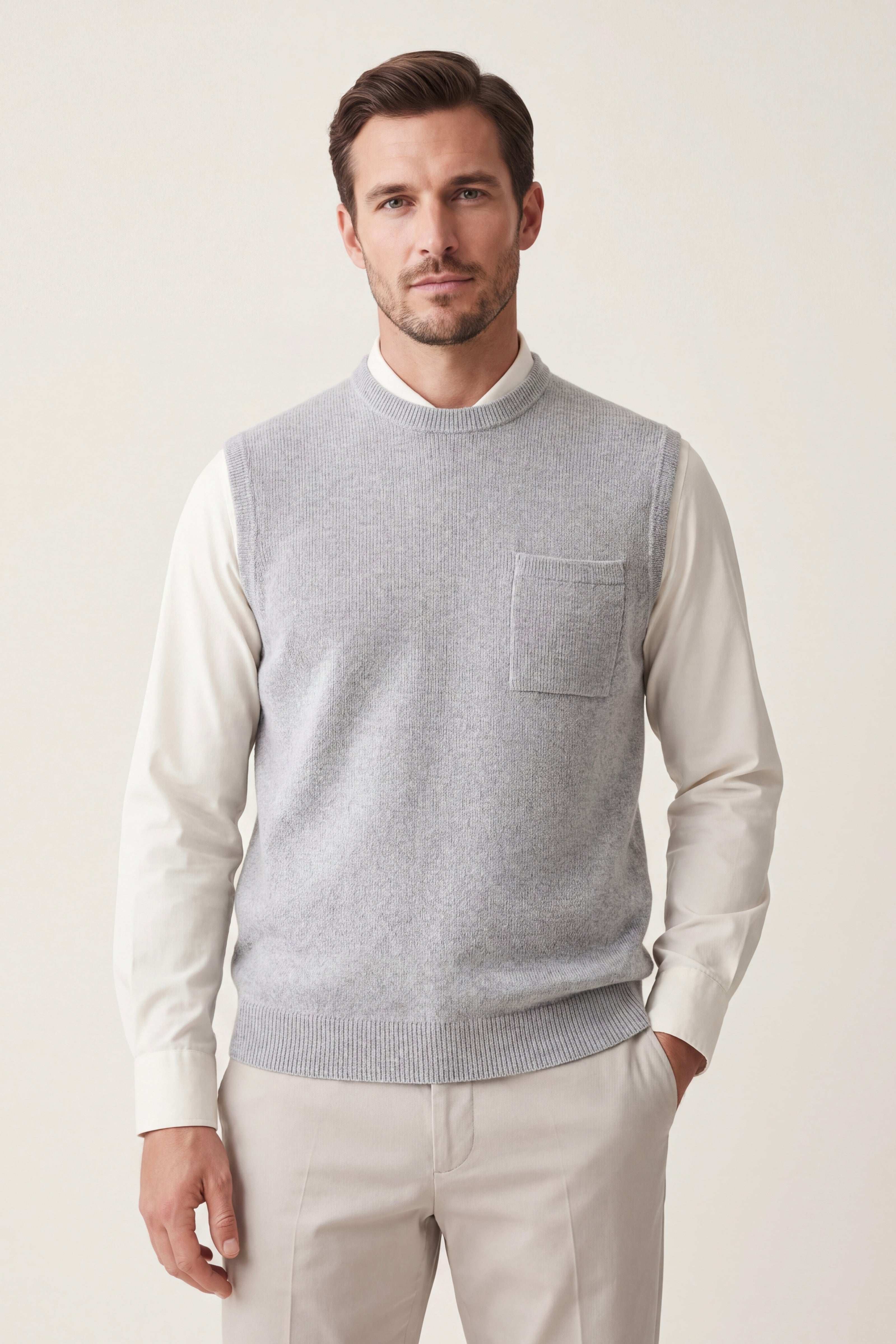 Nerio Extra-Fine Crew Vest Grey