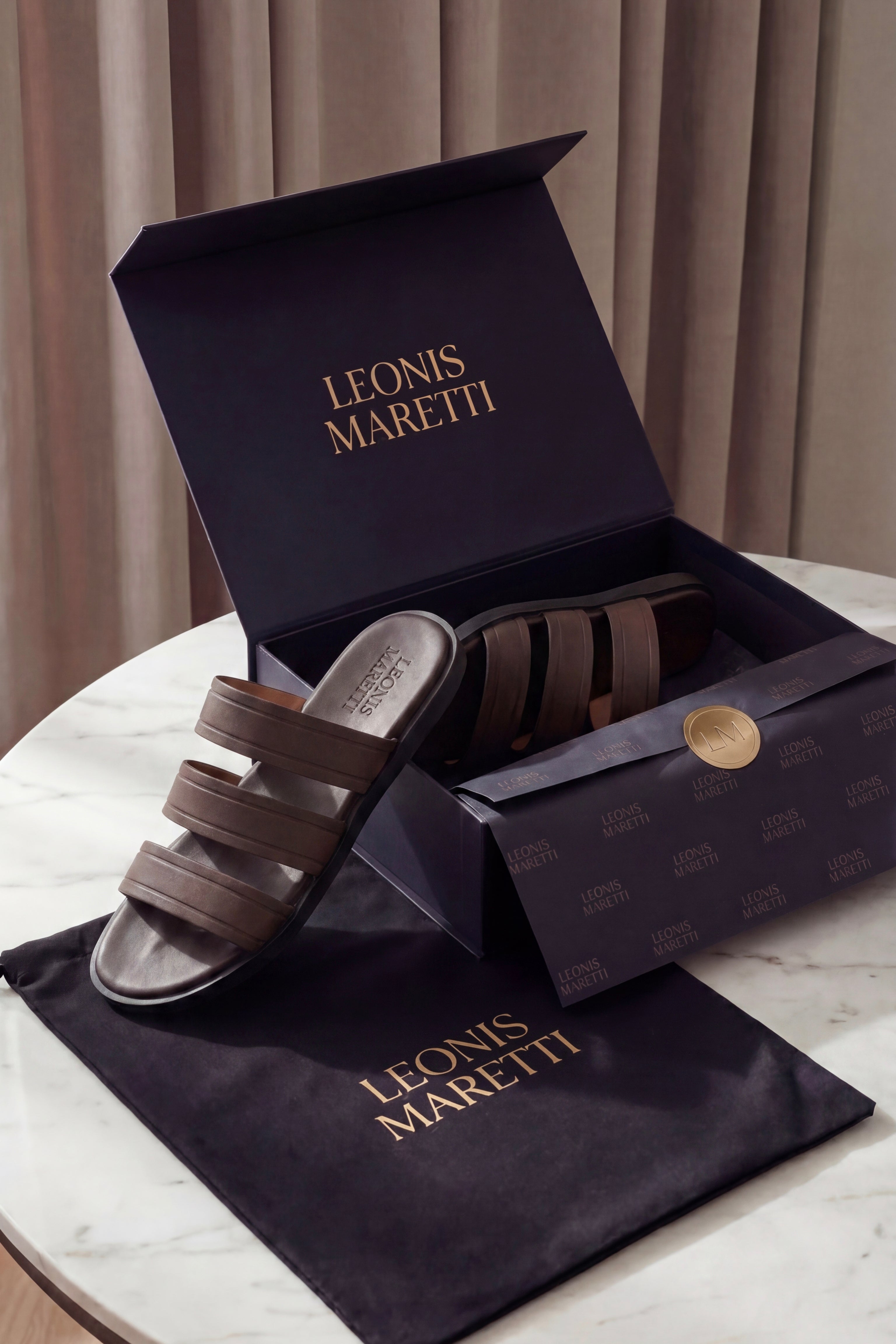 Santorini Leather Sandal Dark Brown