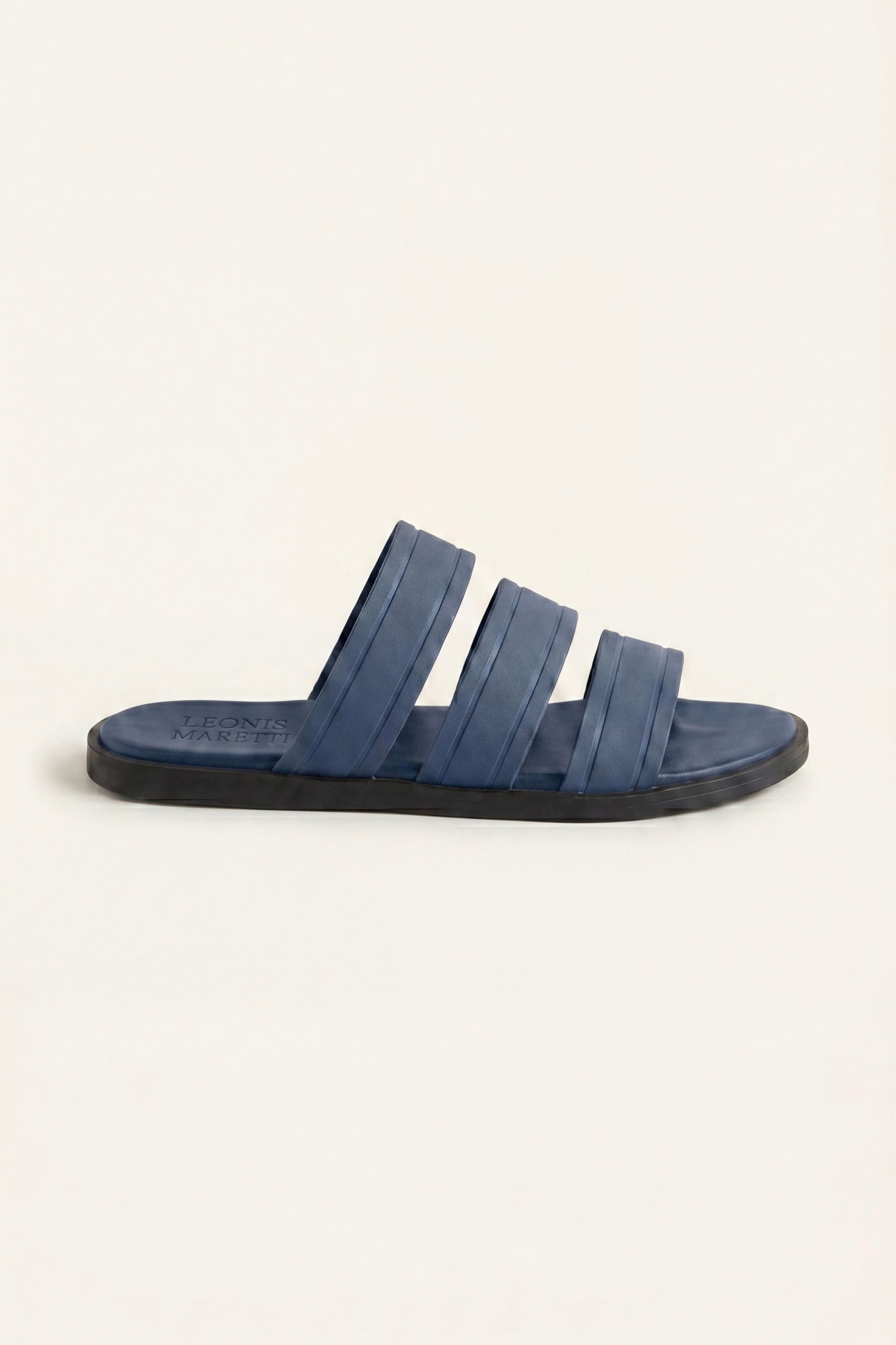Santorini Leather Sandal Steel Blue