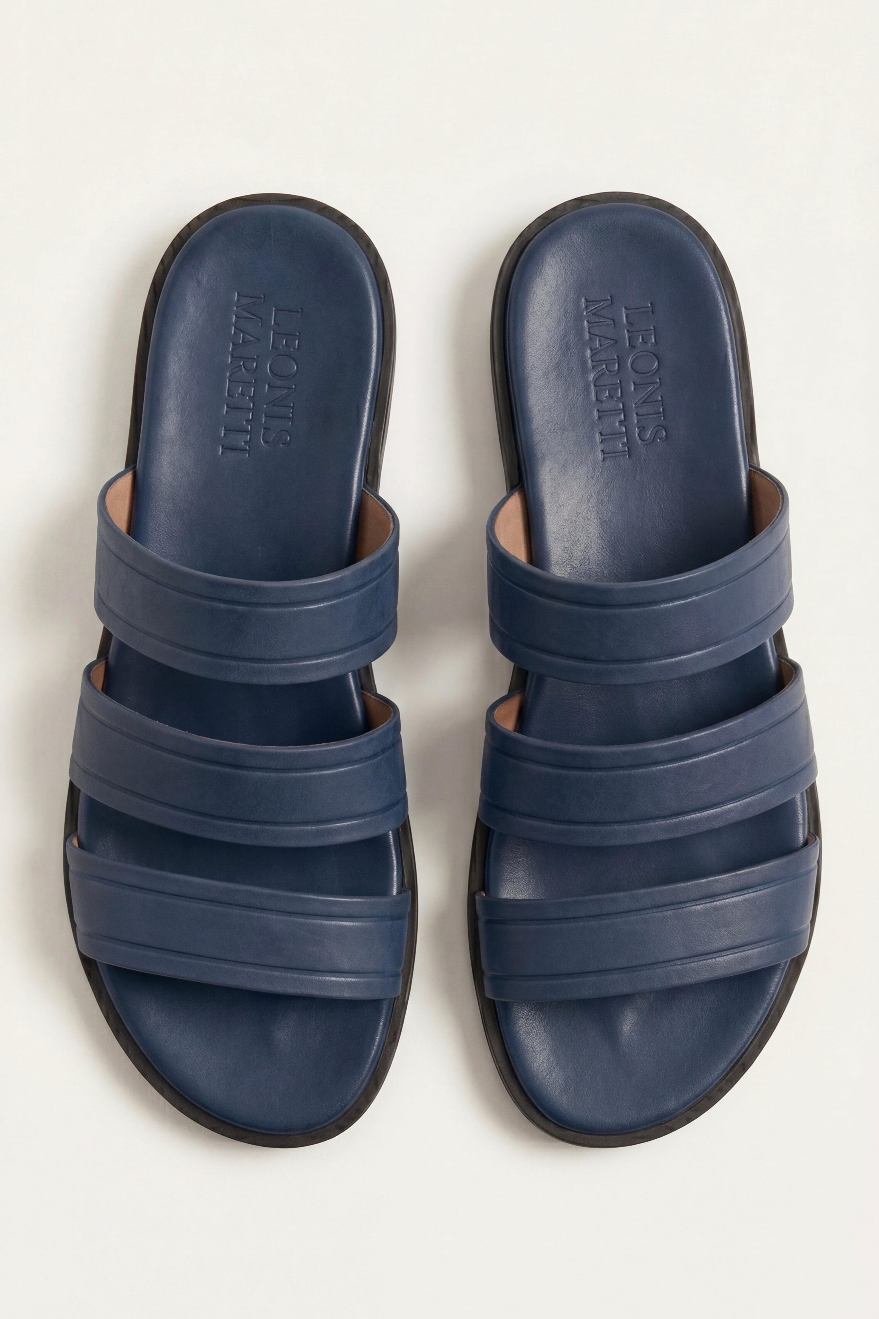 Santorini Leather Sandal Steel Blue