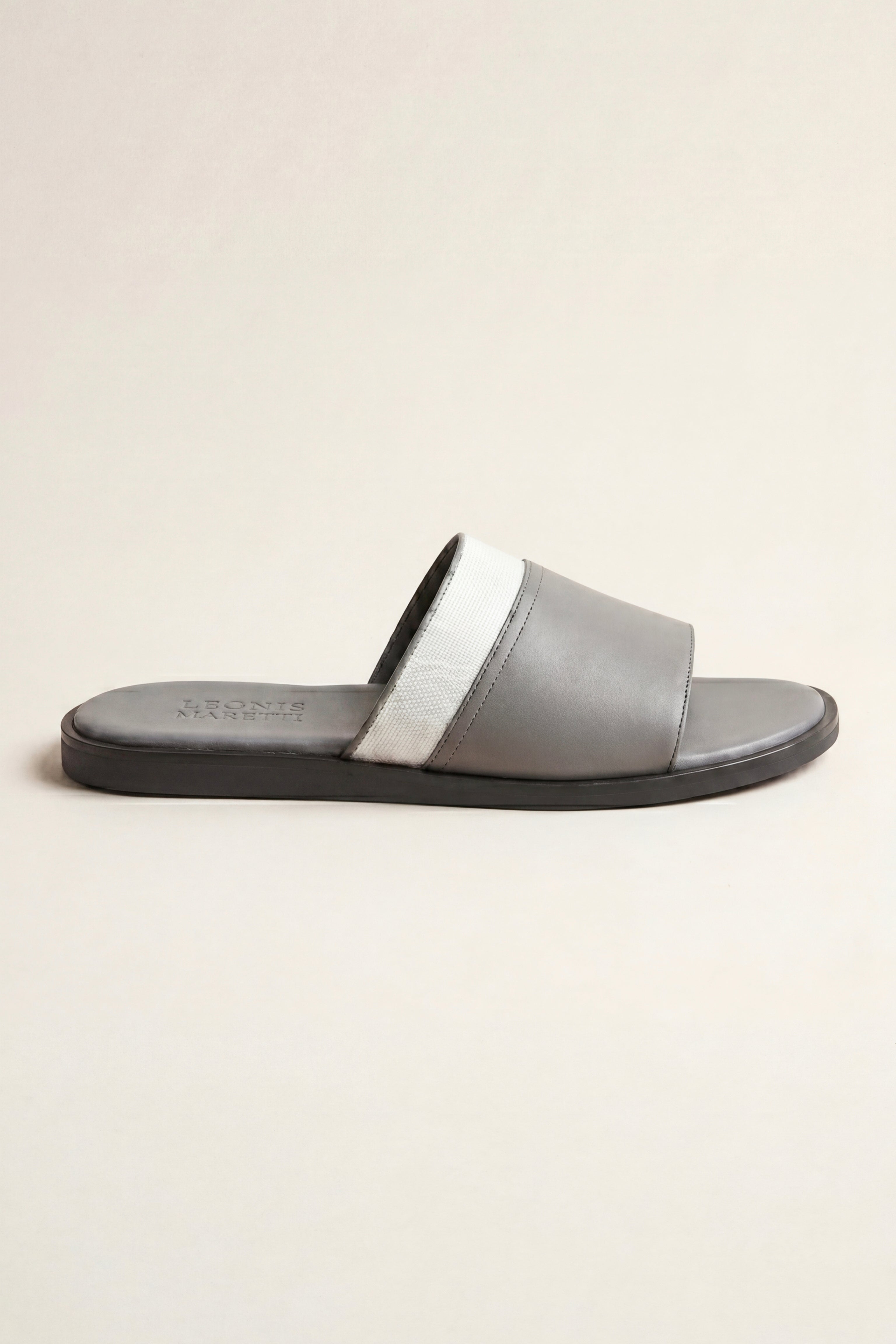 Portofino Leather Slide Grey