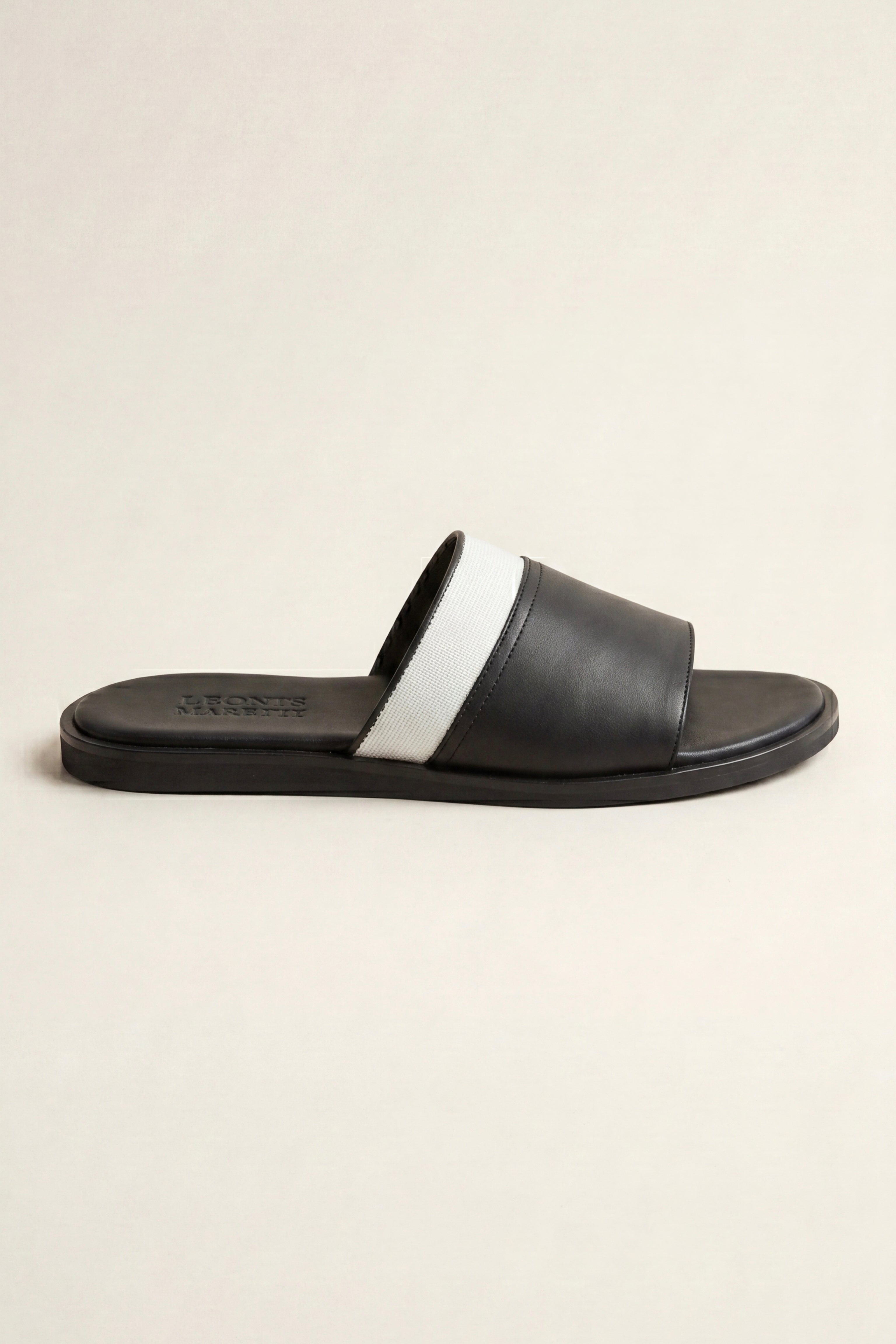 Portofino Leather Slide Black