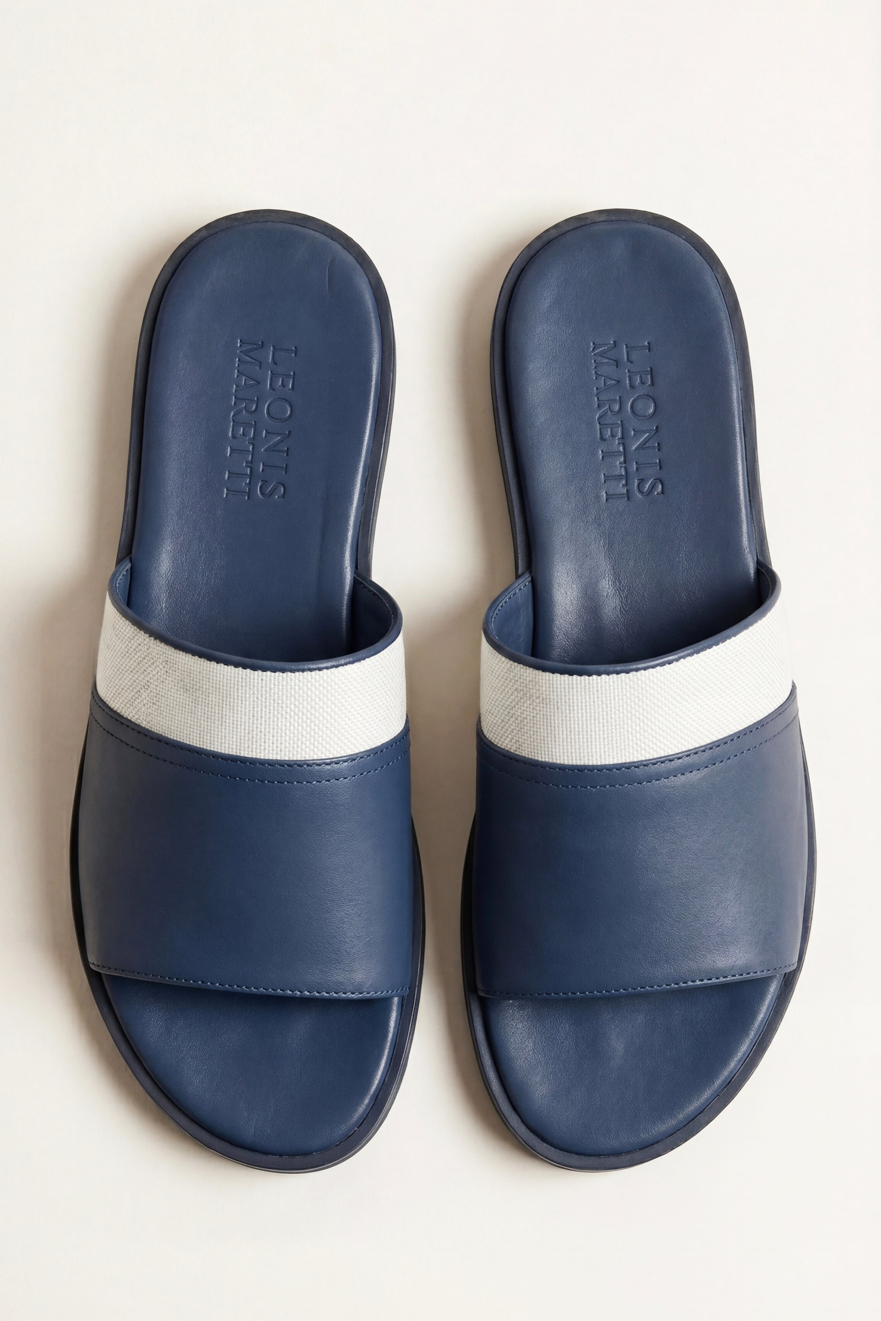 Portofino Leather Slide Blue