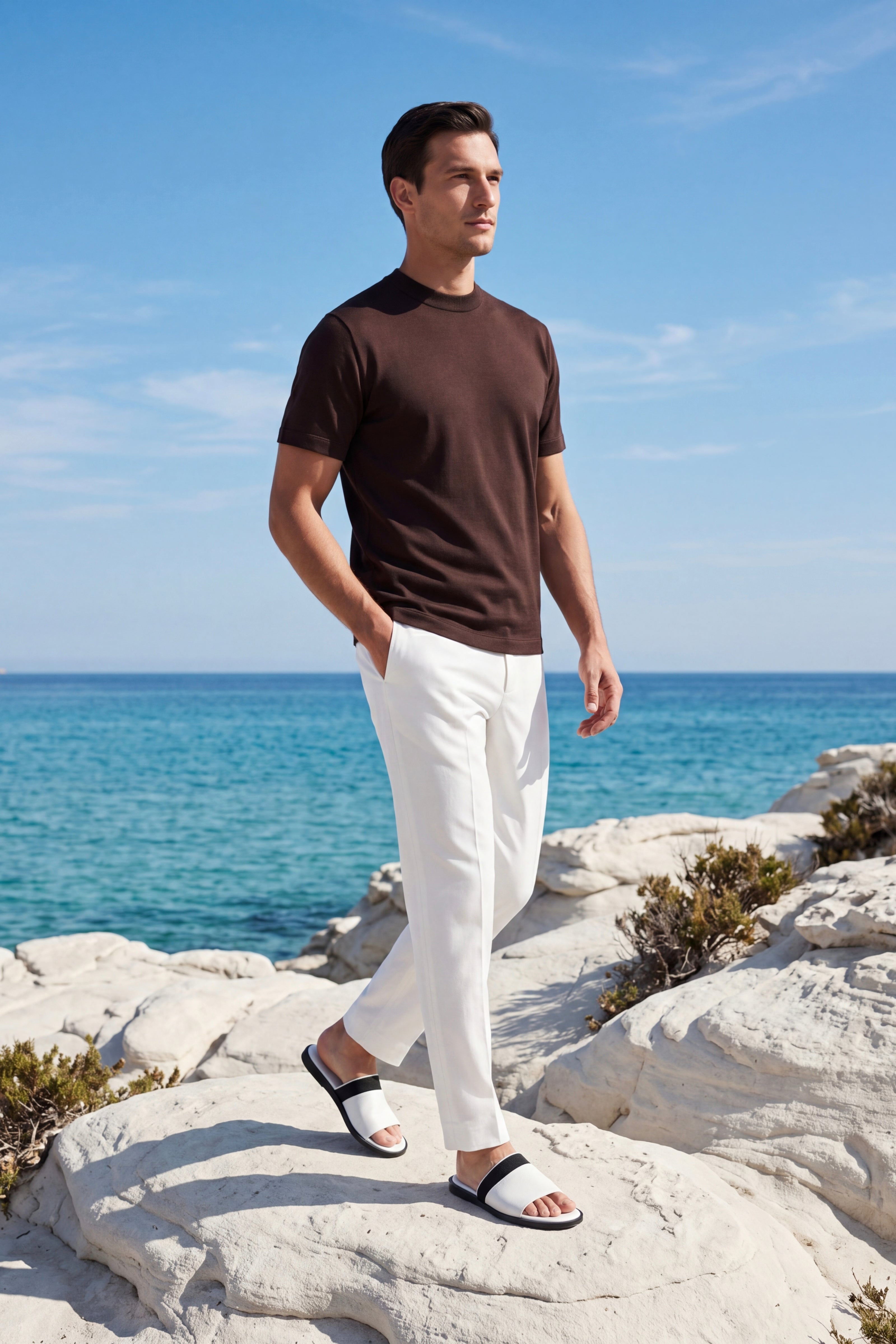Portofino Leather Slide White