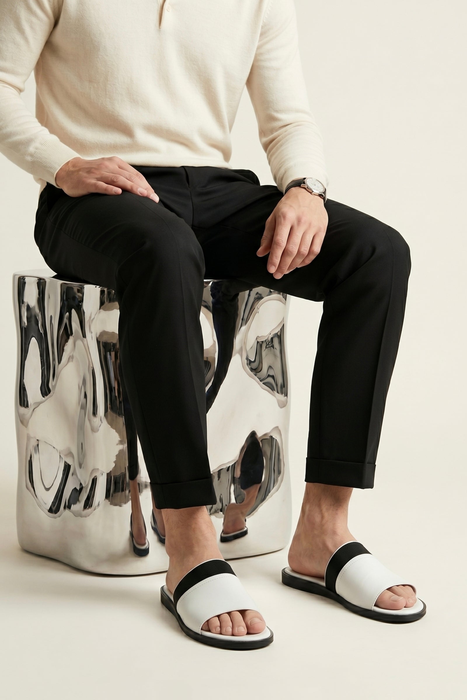 Portofino Leather Slide White