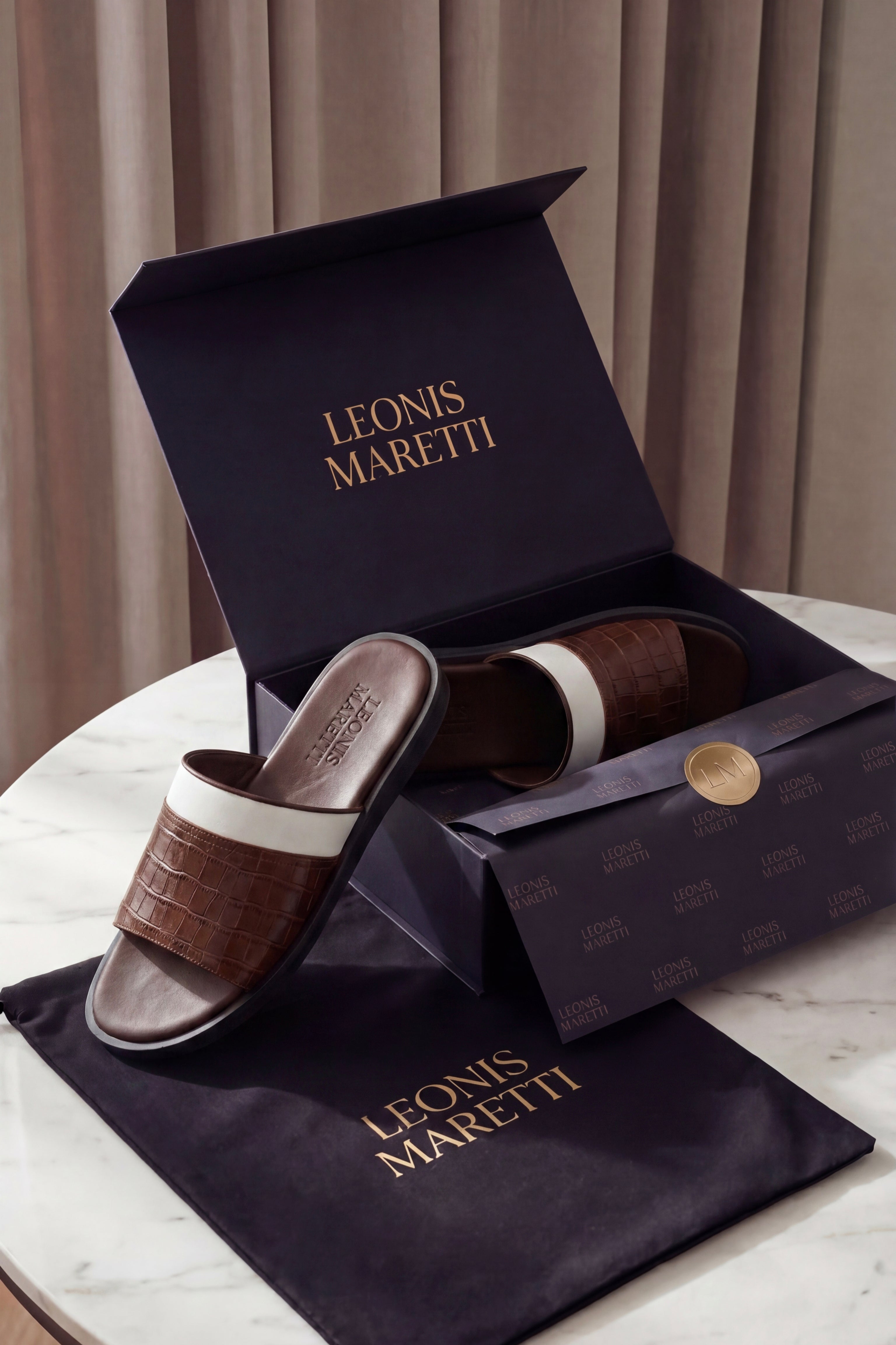 Milano Crocodile Sandal Brown