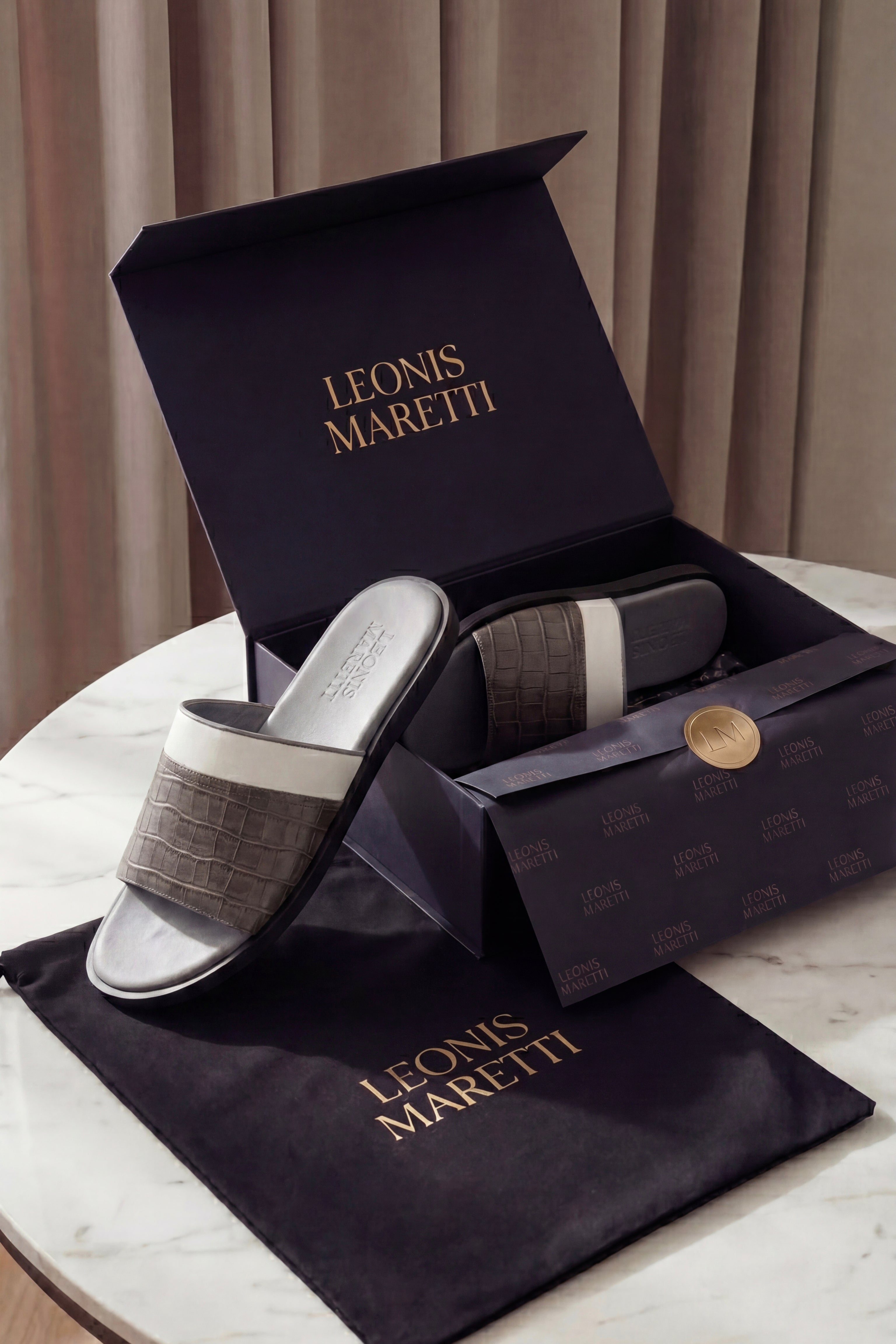 Milano Crocodile Sandal Grey