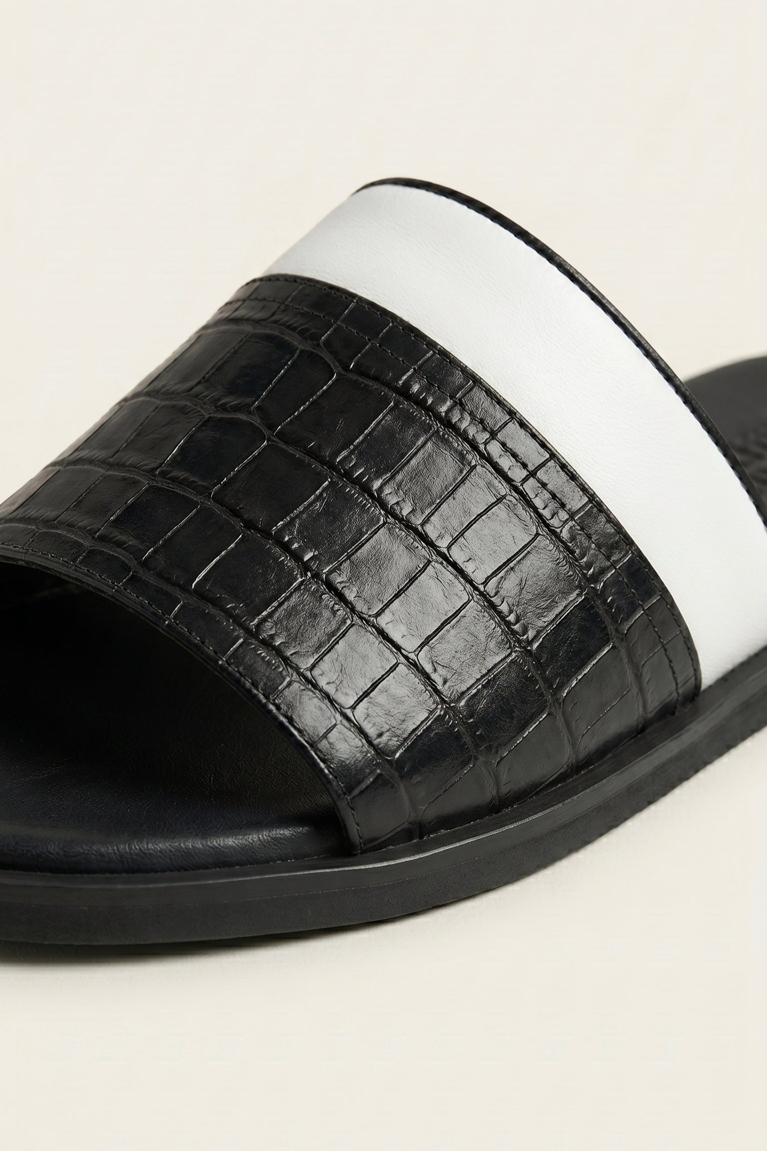 Milano Crocodile Sandal Black