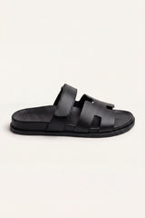 Arezzo Leather Strap Sandal Black