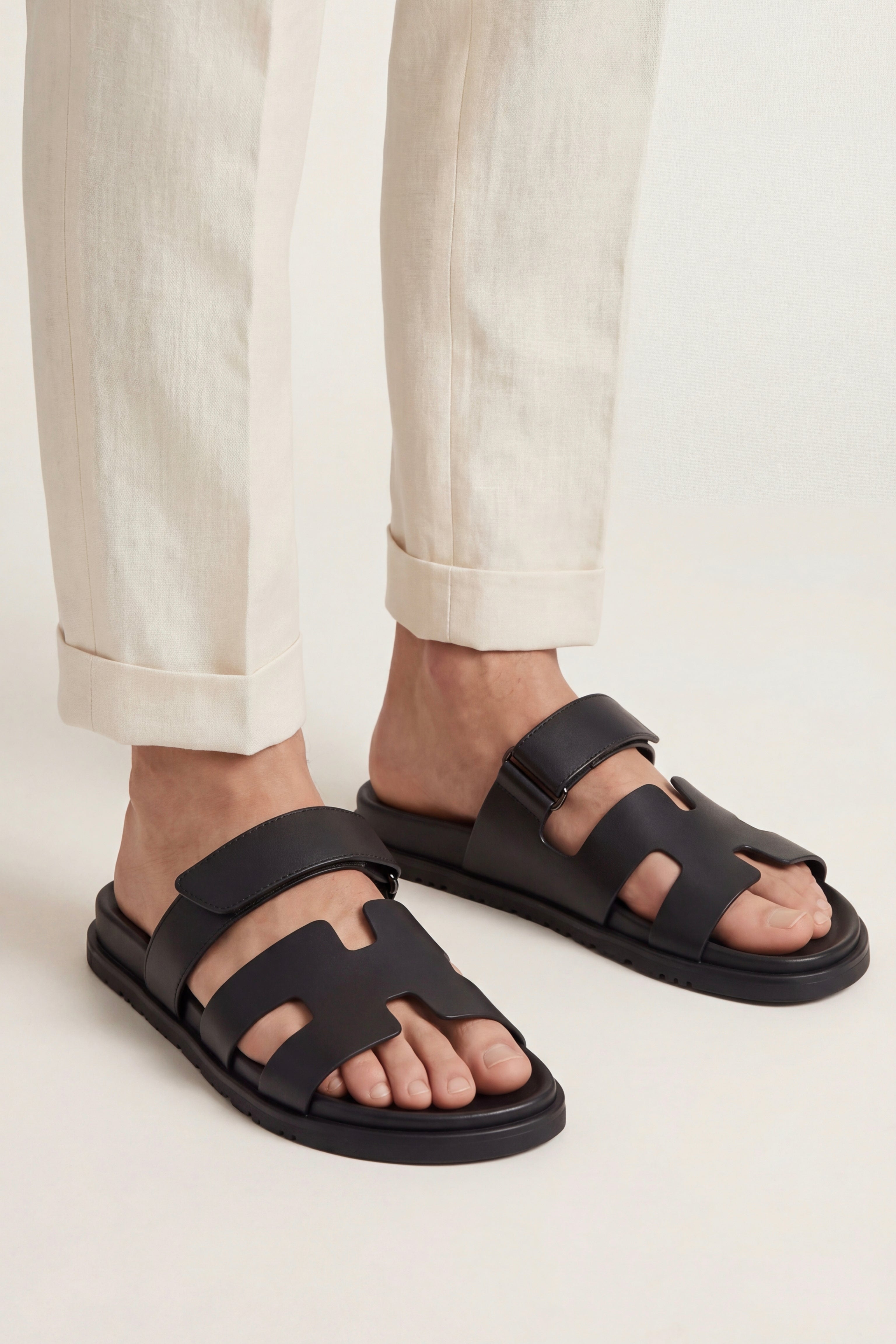 Matera Leather Strap Sandal Black