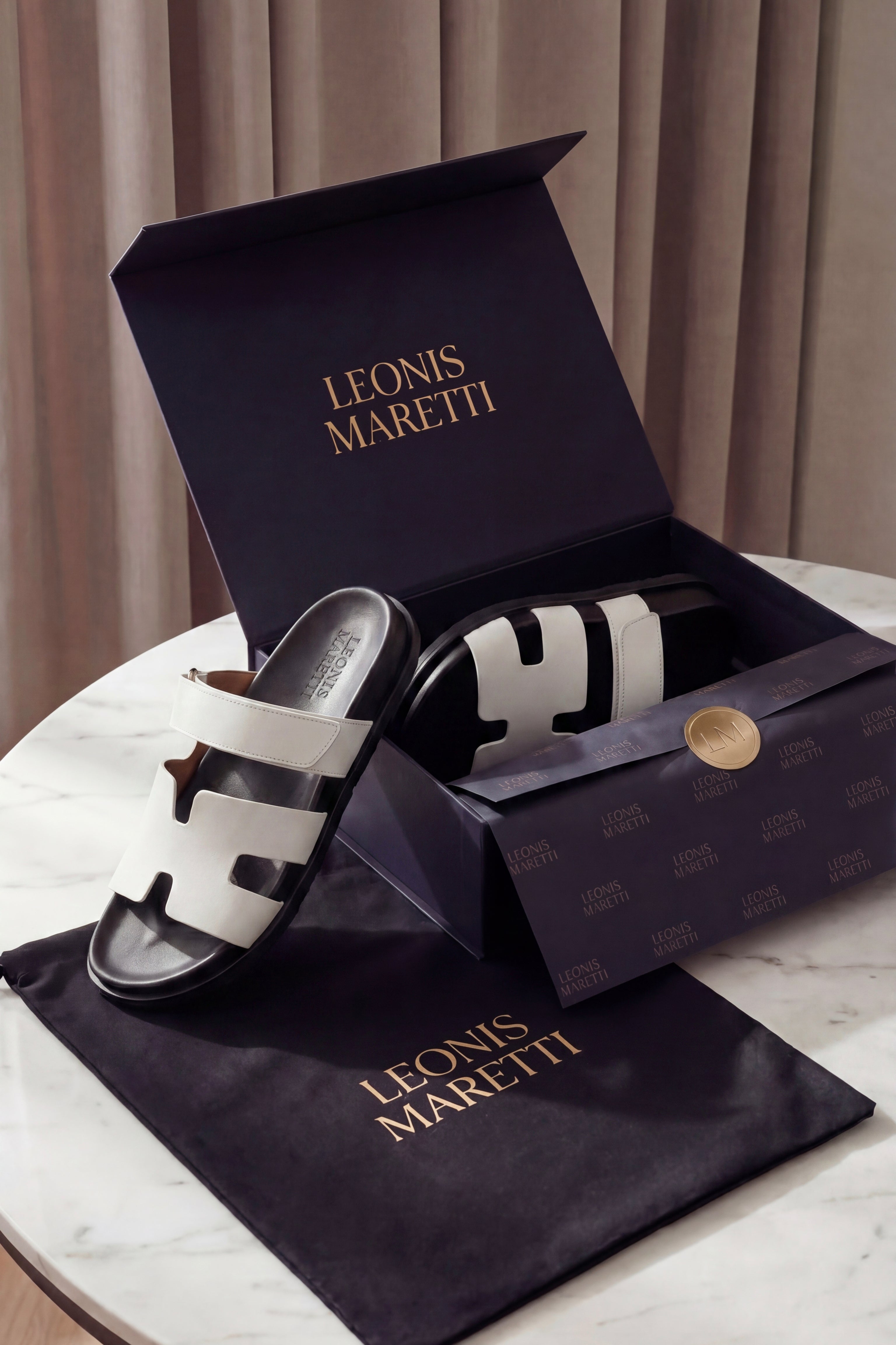 Matera Leather Strap Sandal White