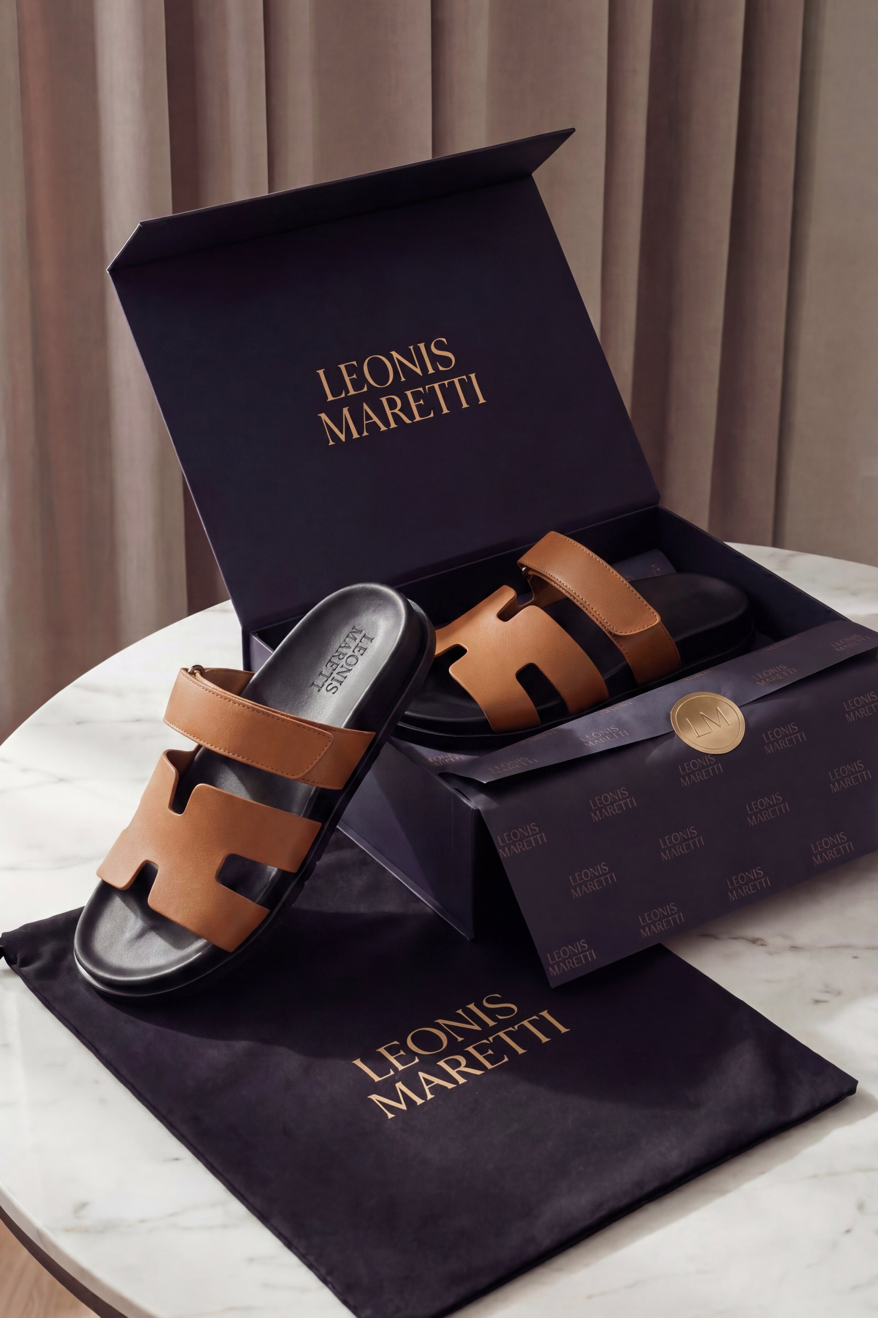 Matera Leather Strap Sandal Tan