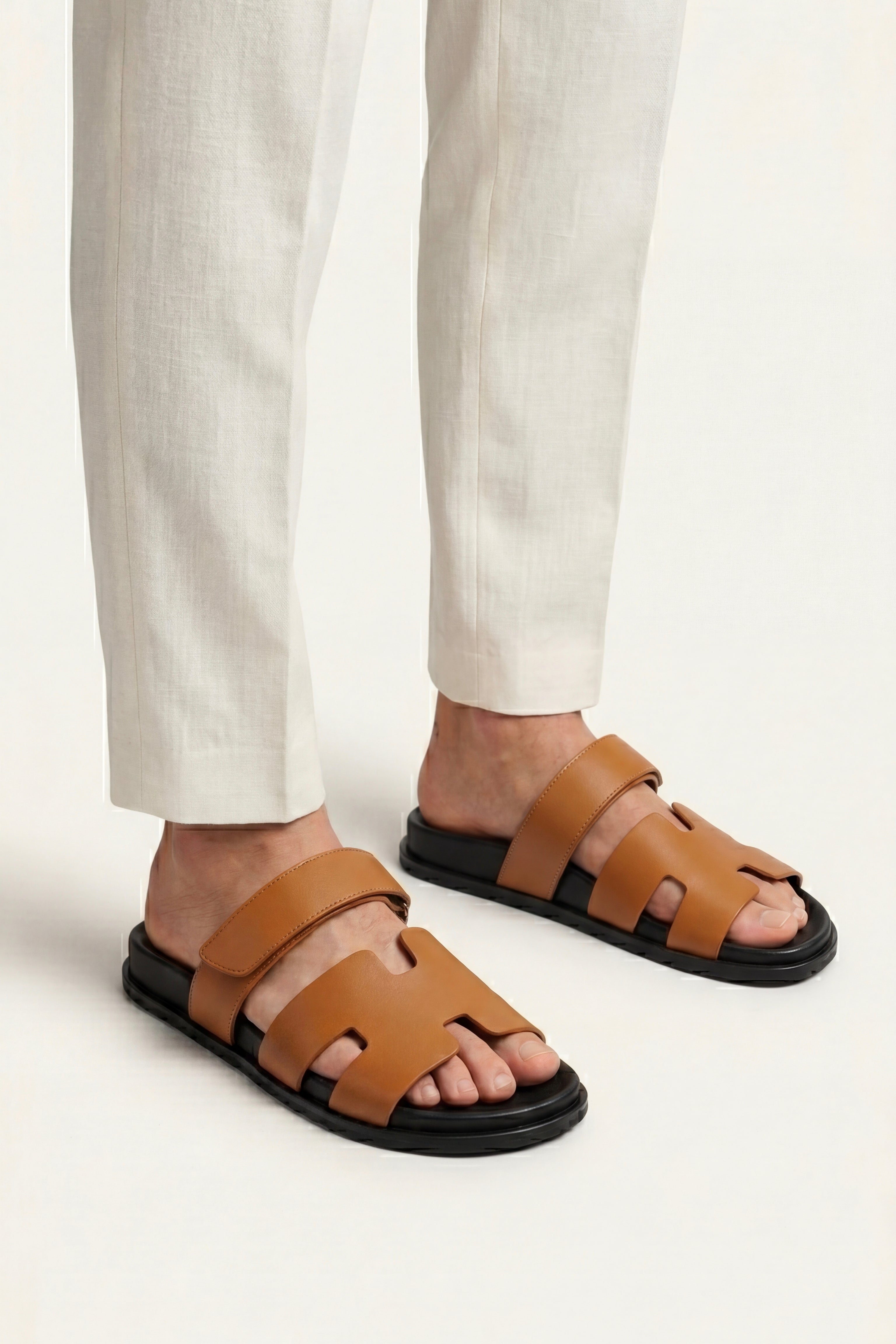 Matera Leather Strap Sandal Tan