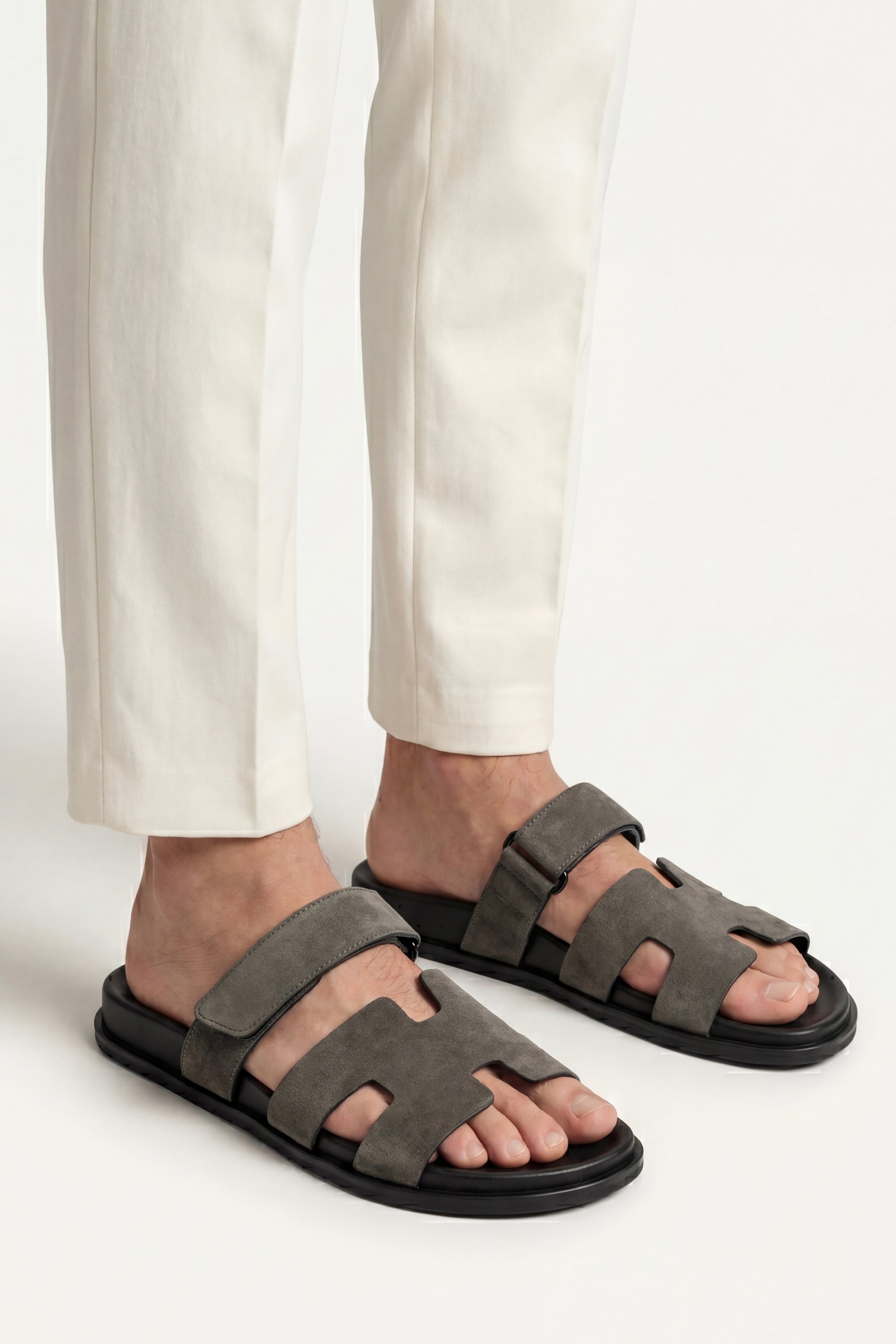Matera Suede Strap Sandal Dark Grey