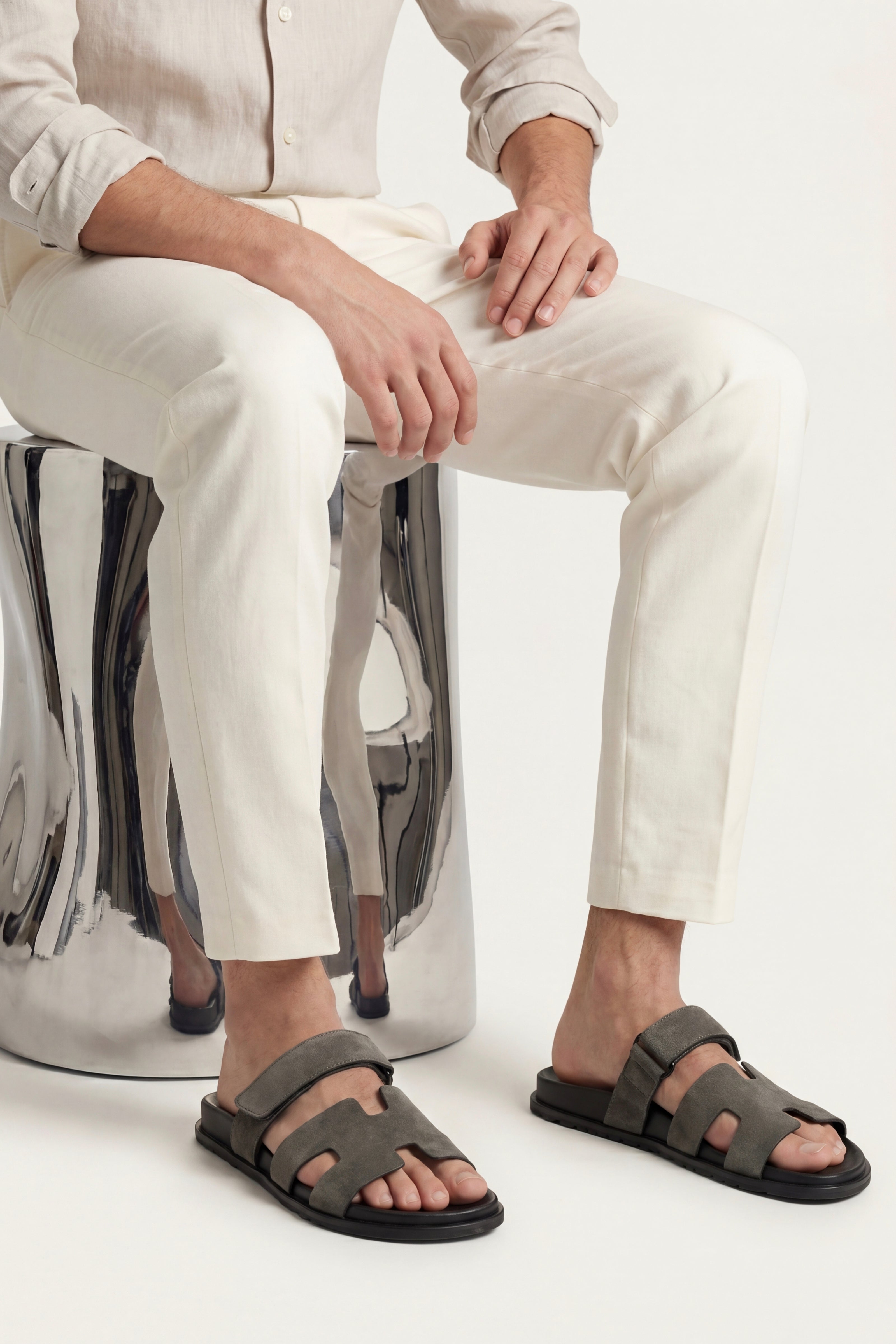 Matera Suede Strap Sandal Dark Grey