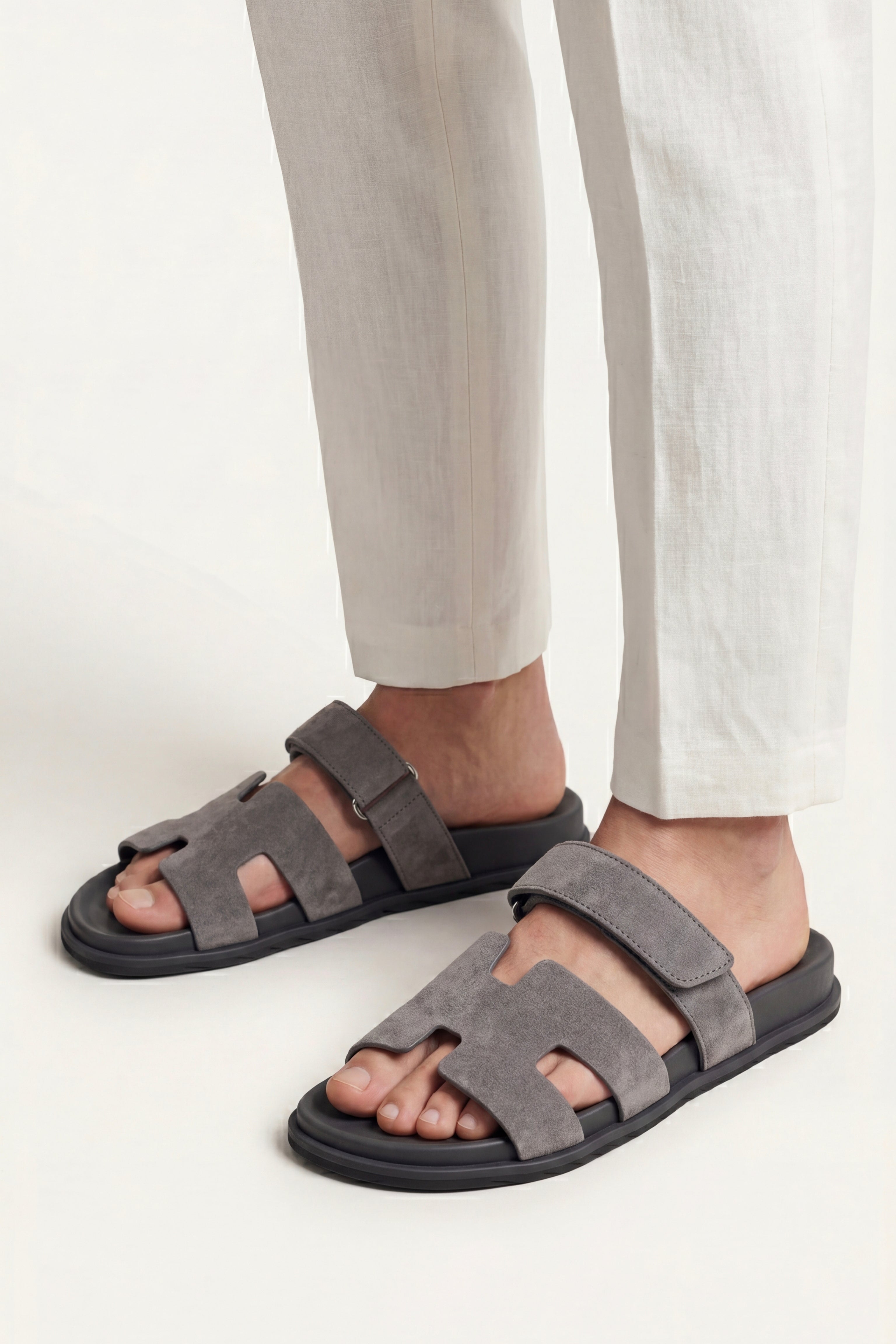 Matera Suede Strap Sandal Grey