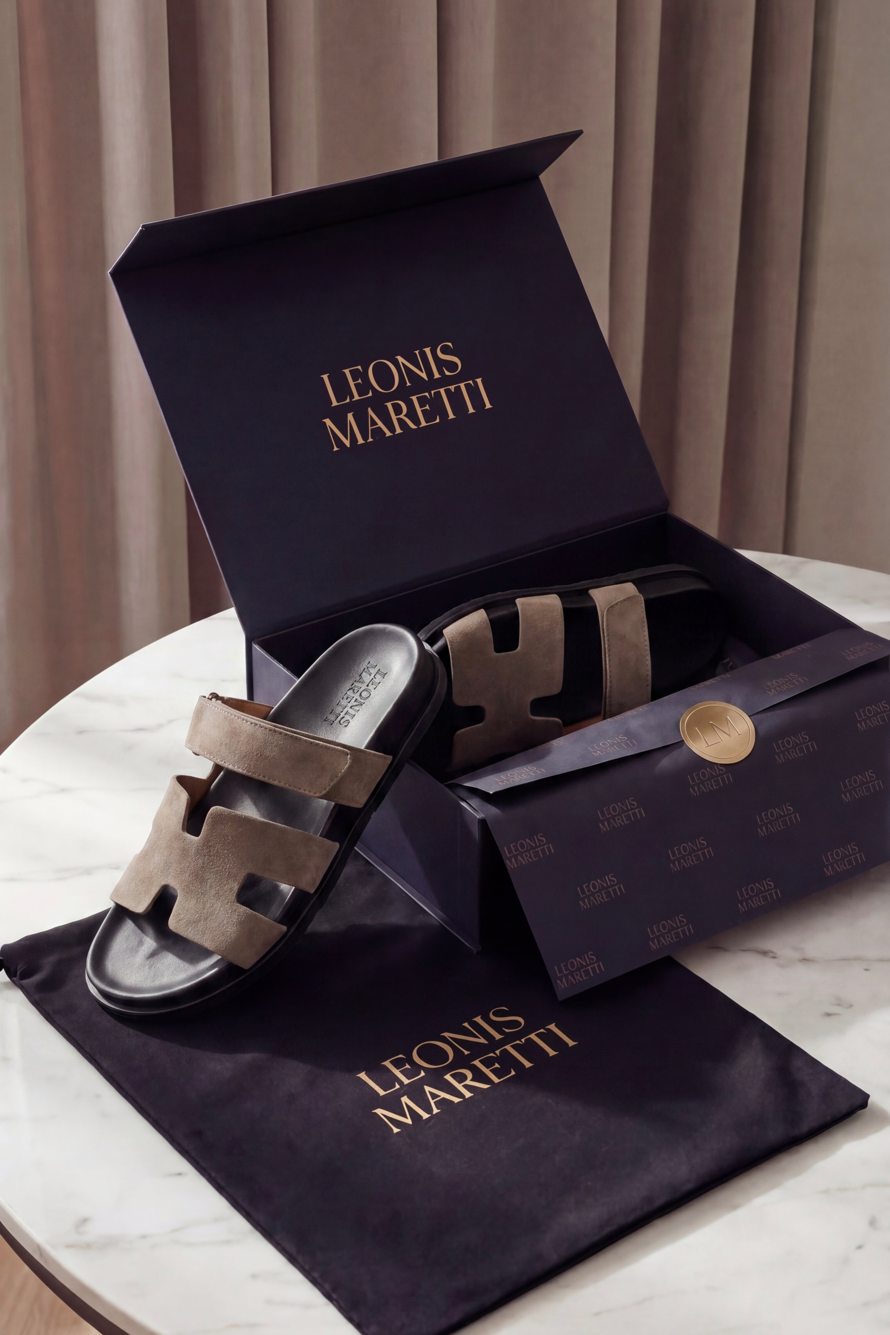Matera Suede Strap Sandal Taupe
