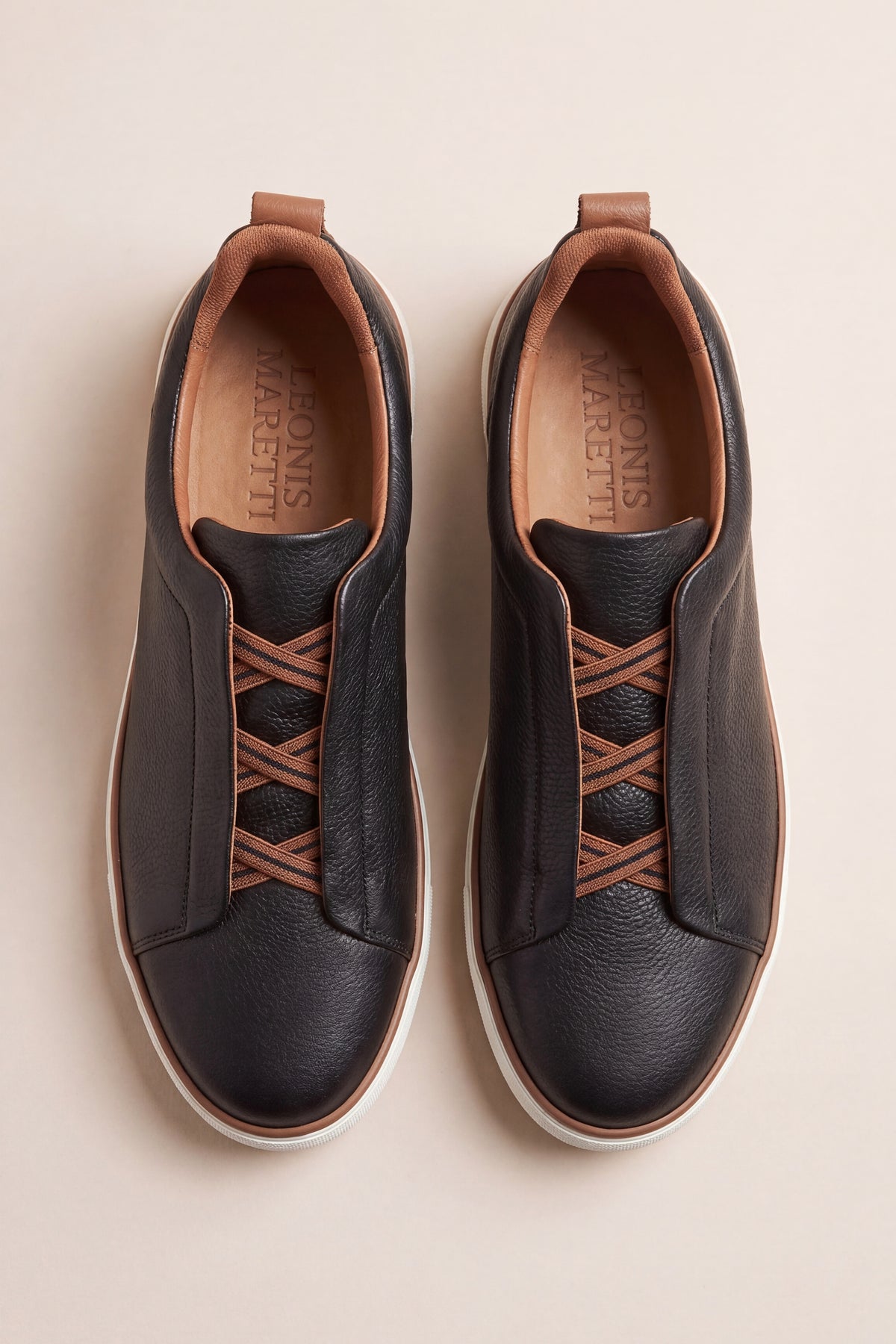Leomar V2 Leather Slip-On Black Tan