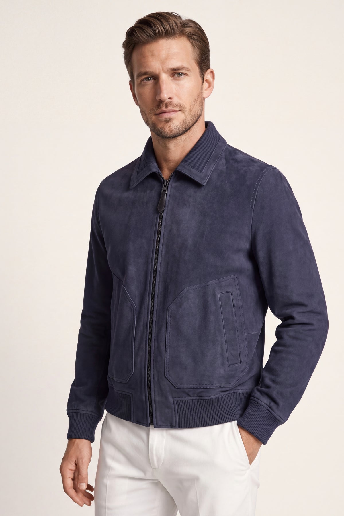 Noto Suede Jacket Navy