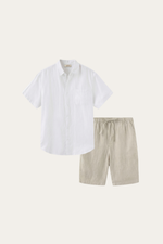Verona Linen Shirt & Shorts White/Beige