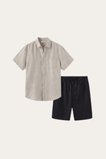 Verona Linen Shirt & Shorts Beige/Black