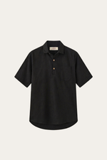 Monza Linen Polo Shirt Black