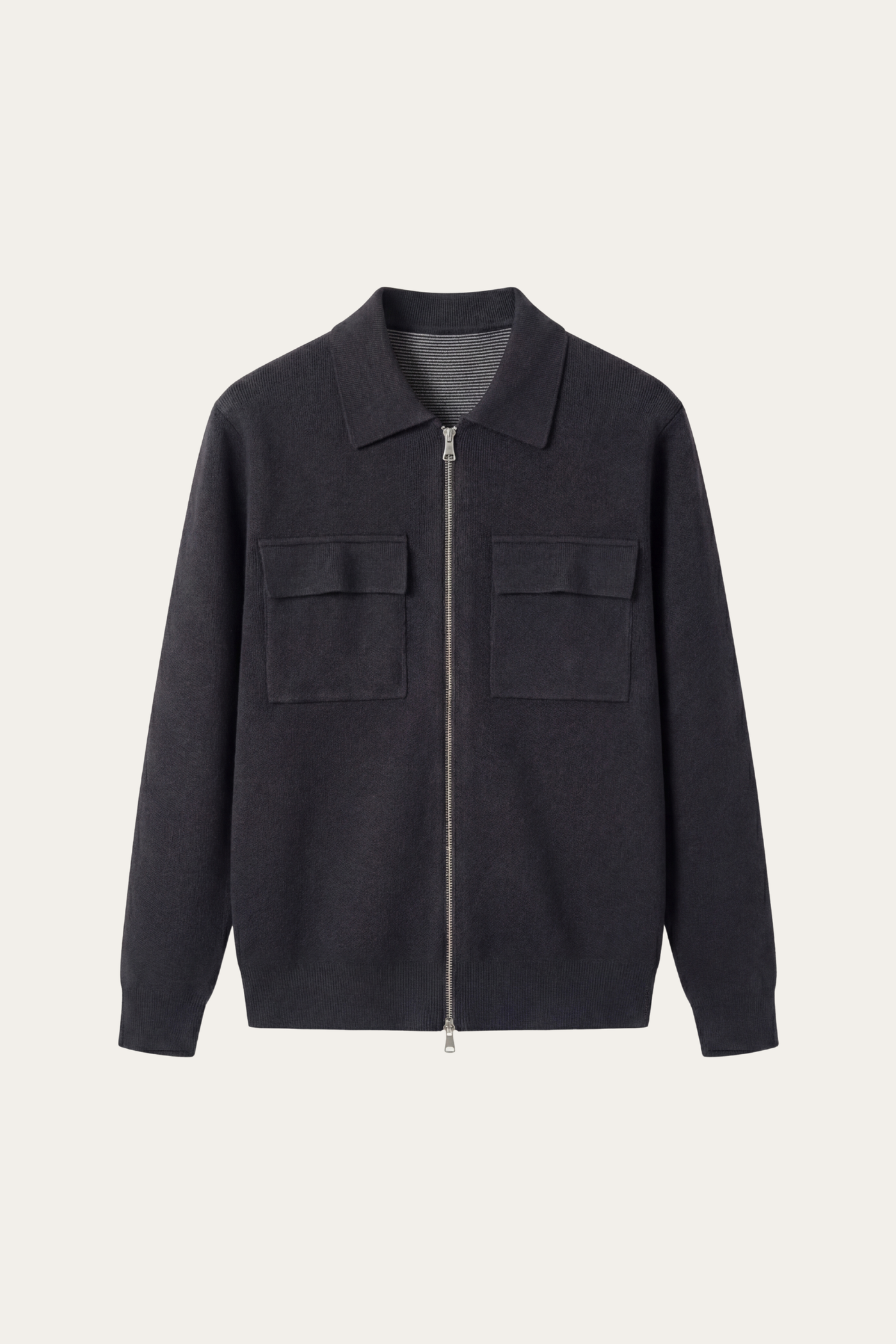 Orvello Dual-Zip Wool Cardigan Dark Grey