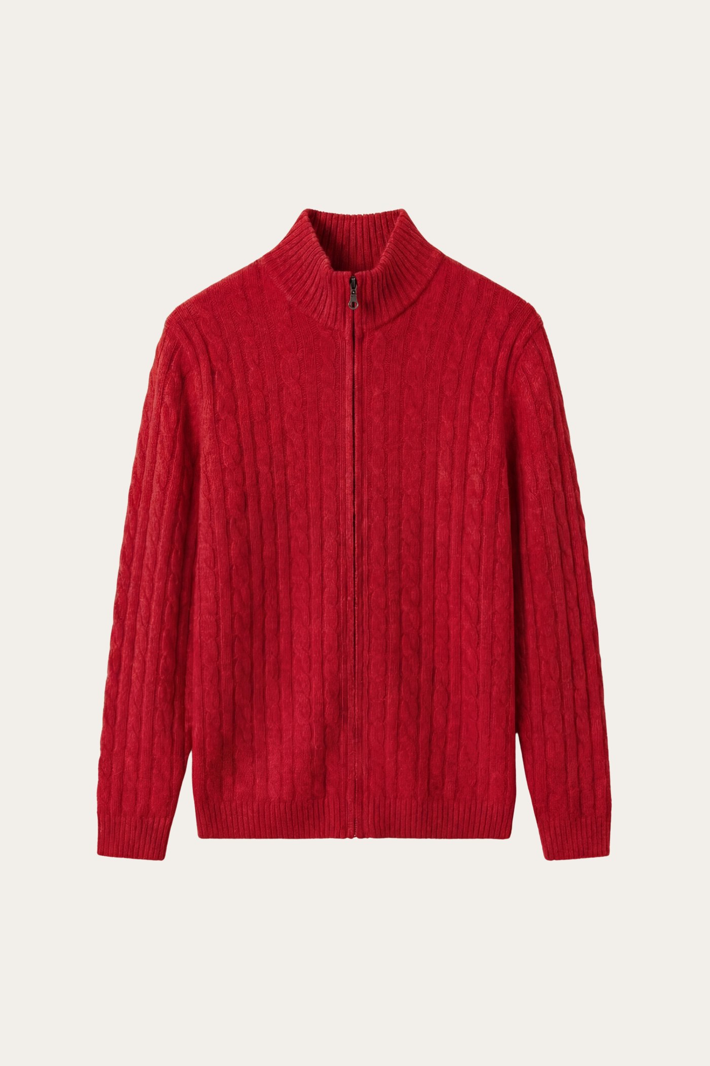 Bolzano Cable Zip Knit Red