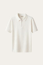 Elio Ribbed Zip Polo White