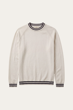 Cremona Merino Contrast Trim Crewneck Cream