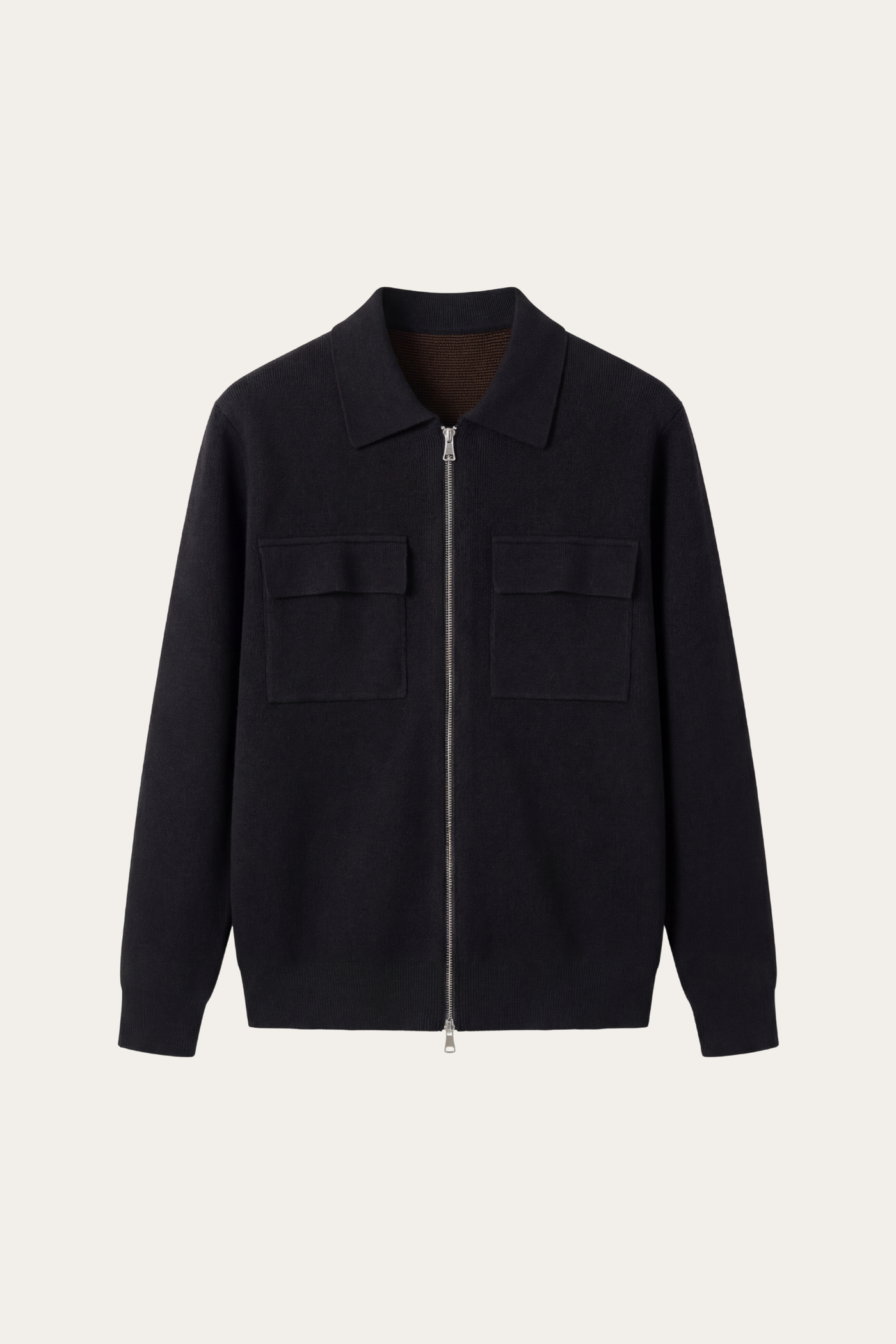 Orvello Dual-Zip Wool Cardigan Black