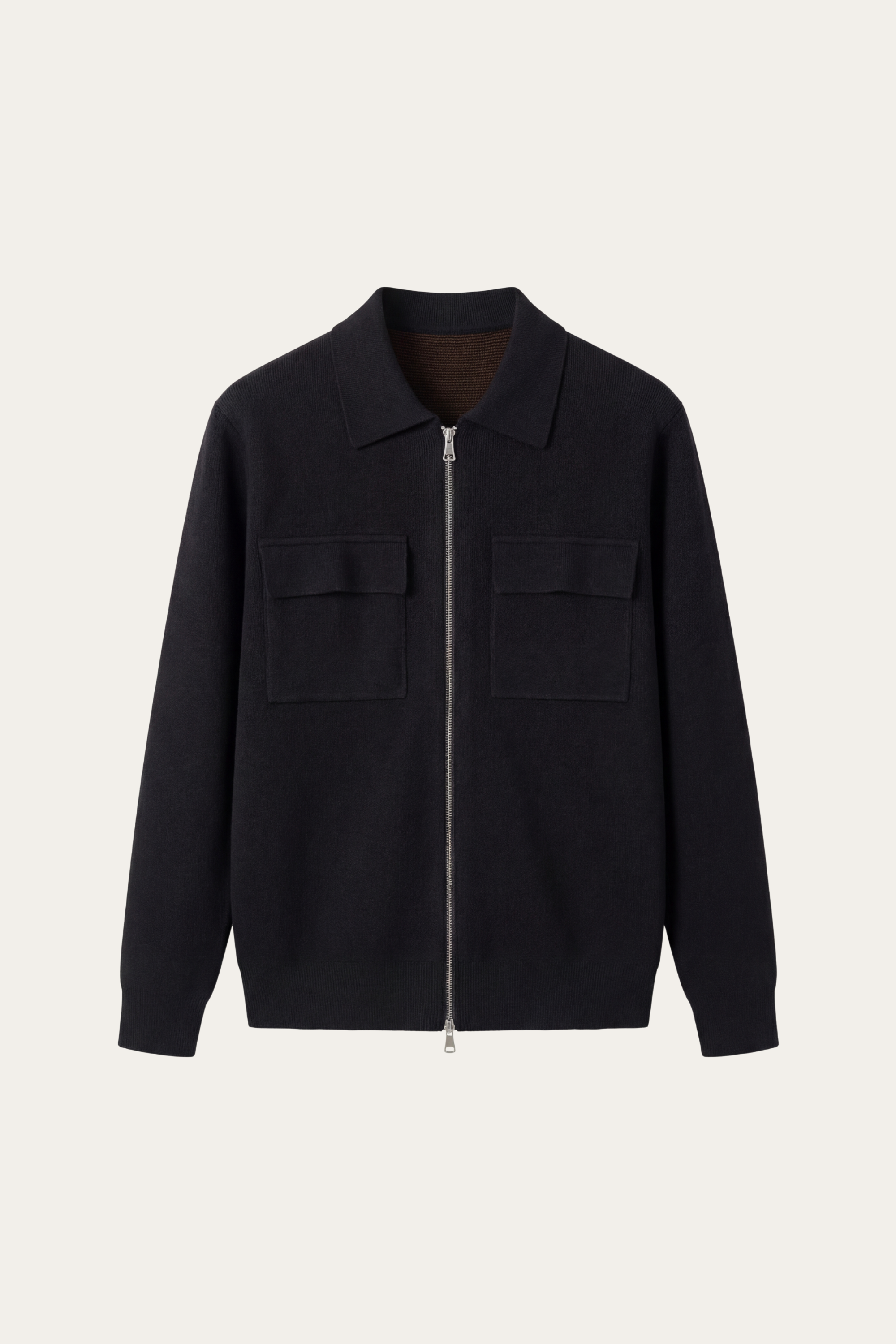 Orvello Dual-Zip Wool Cardigan Black