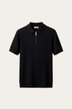 Elio Ribbed Zip Polo Black