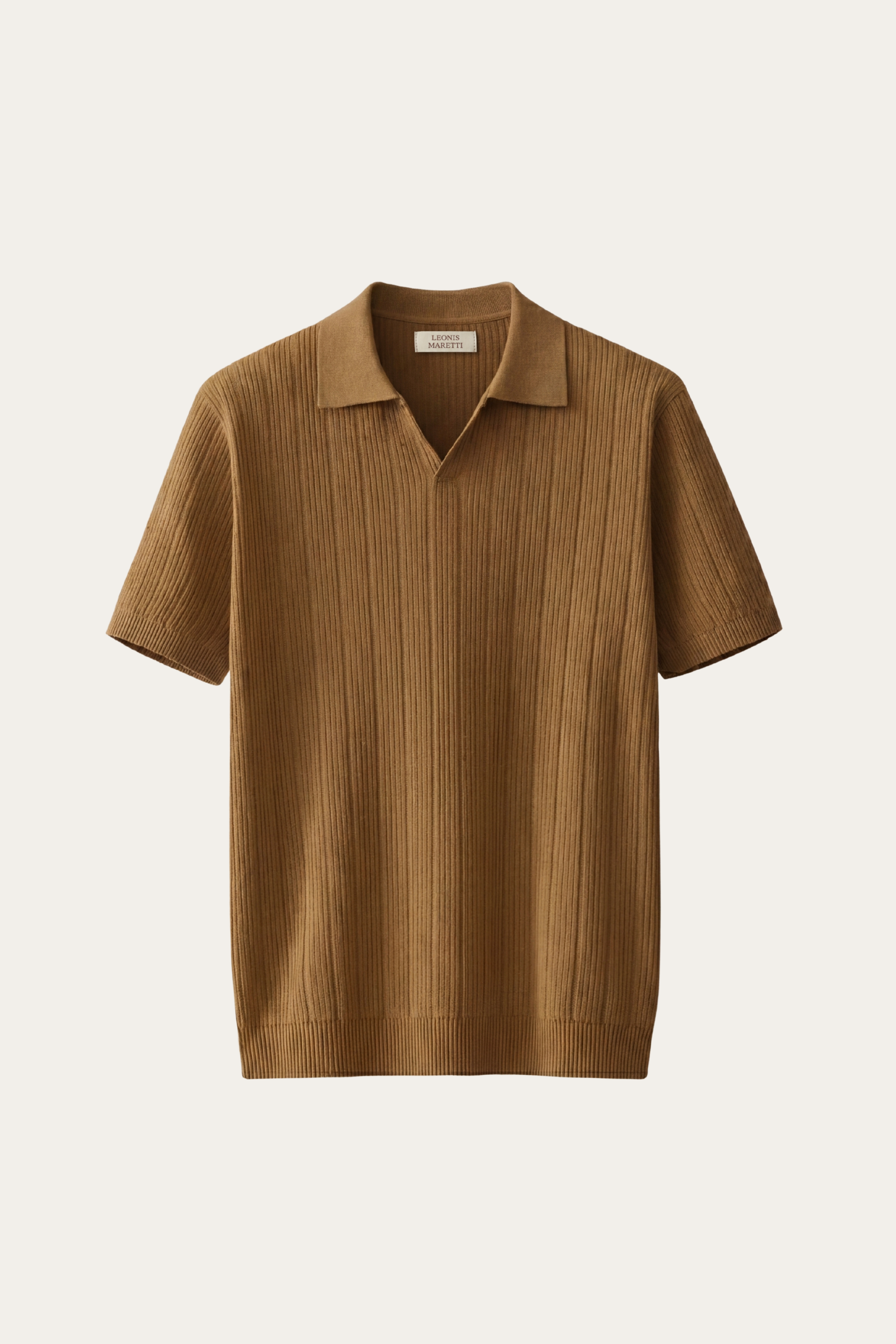 Nicolo Ribbed Knit Polo Caramel