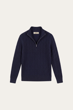 Lerano Cashmere Half-Zip Knit Navy